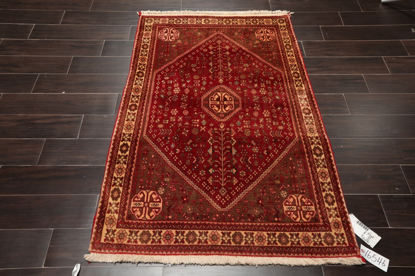 3’4” x 5’1″ Hand Knotted Wool Vintage Abadehh 200 KPSI Oriental Area Rug Ruby