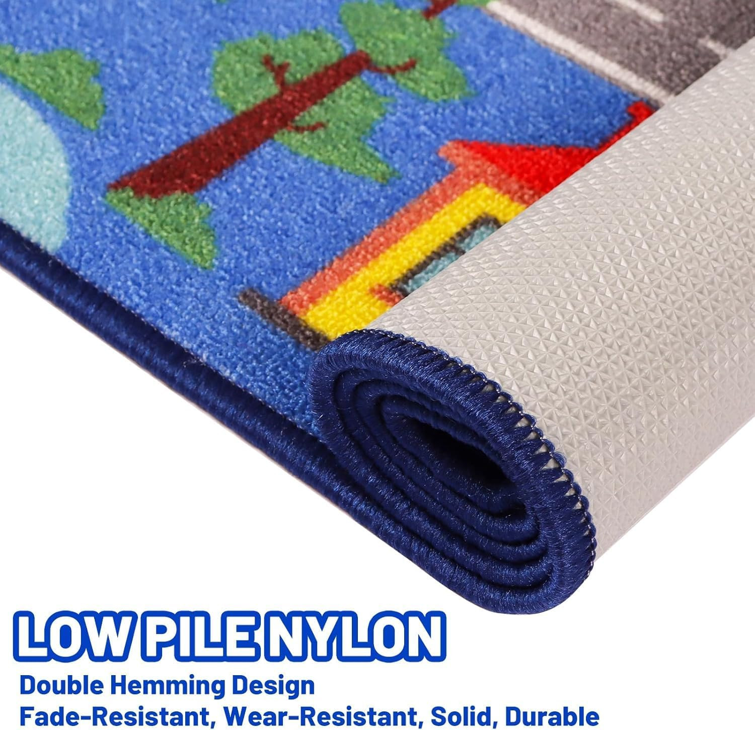 Kids Carpet Playmat Rug 78.7″X59″, Car Rug for Kids Cars, Non-Slip Town City Roa