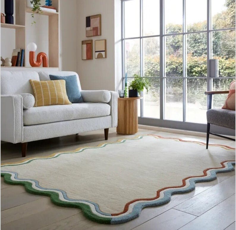 Handmade Tuffted Pure Woollen Irregualr Shape Carpet for Living Room Bedroom