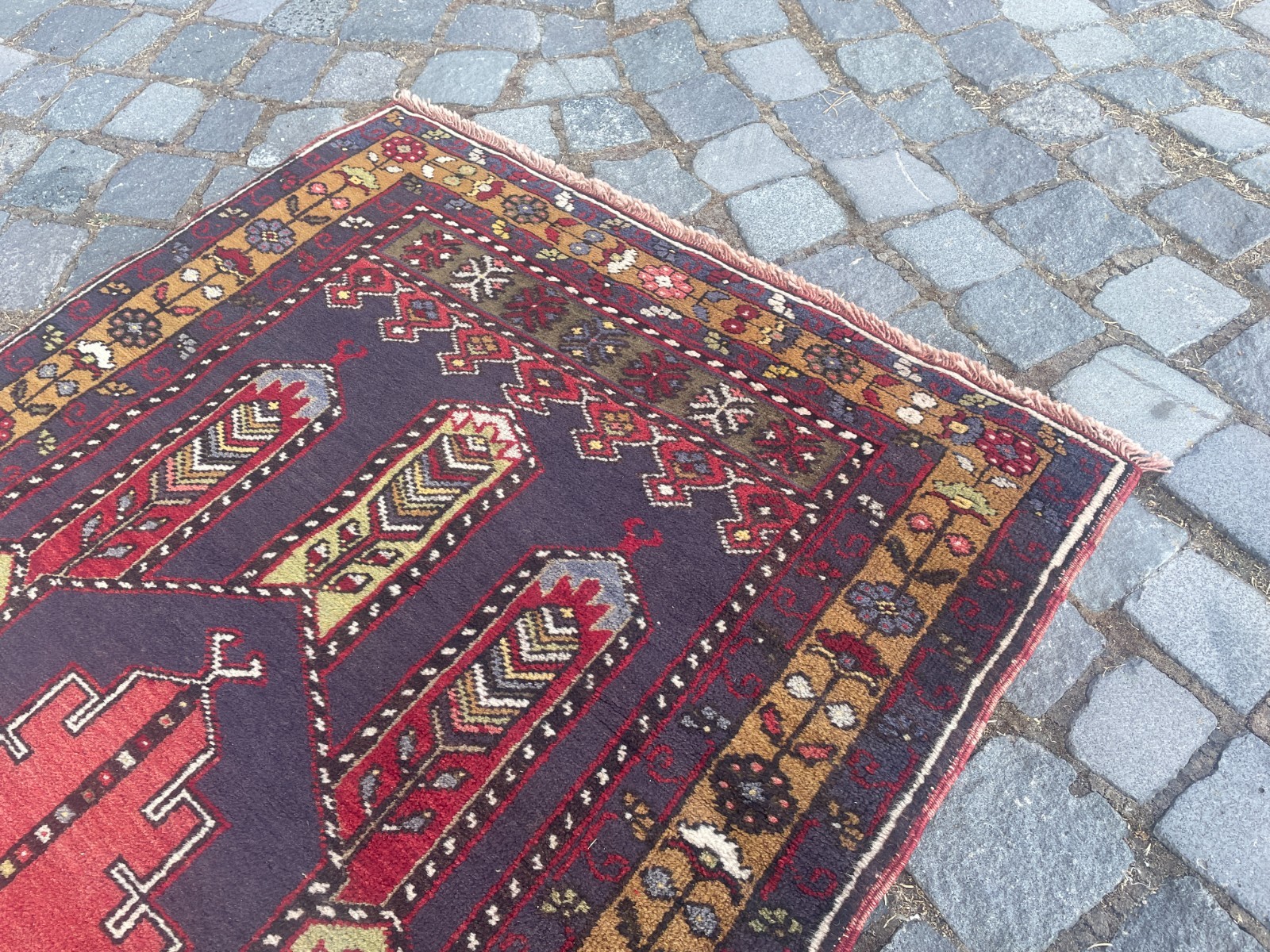 Bohemian Area Rug Handmade Wool Rug Turkish Vintage Traditional Rug 2,8 x 5,5 ft