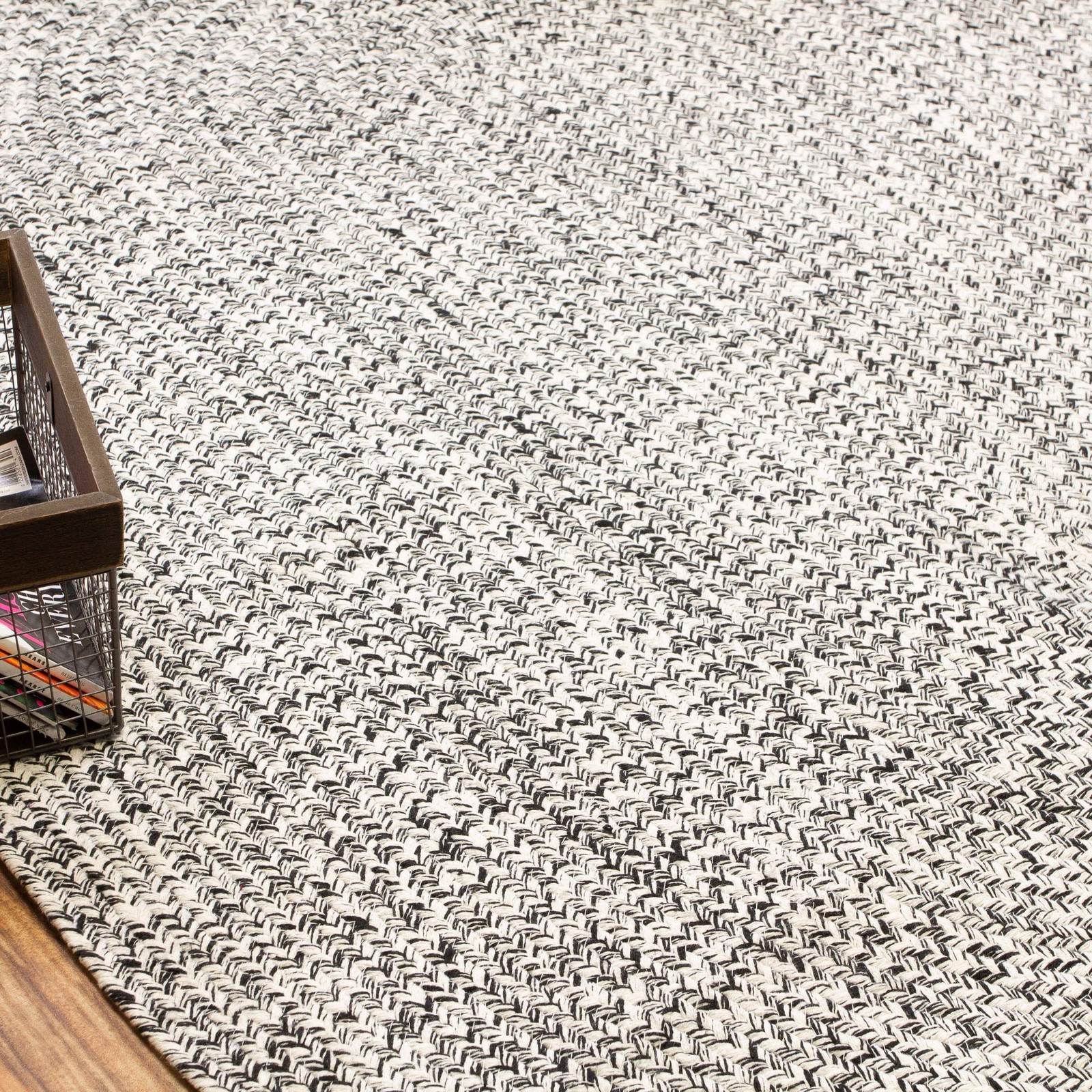 Farmhouse Braided Rug Cotton Kitchen Reversible Carpet, Black & White, 2′ X 3…