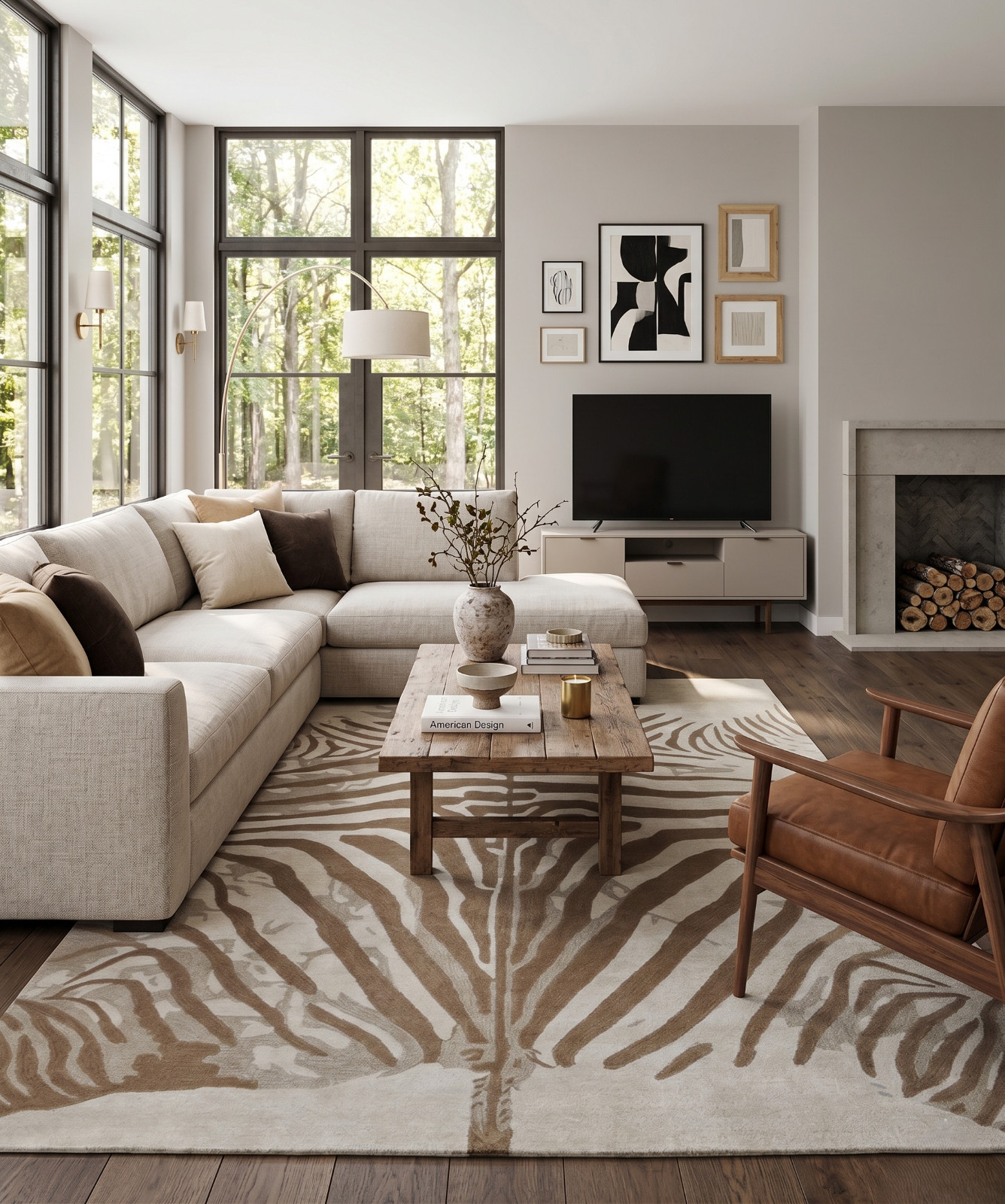 Zebra Natural Traditional Oriental Style 100% Wool
