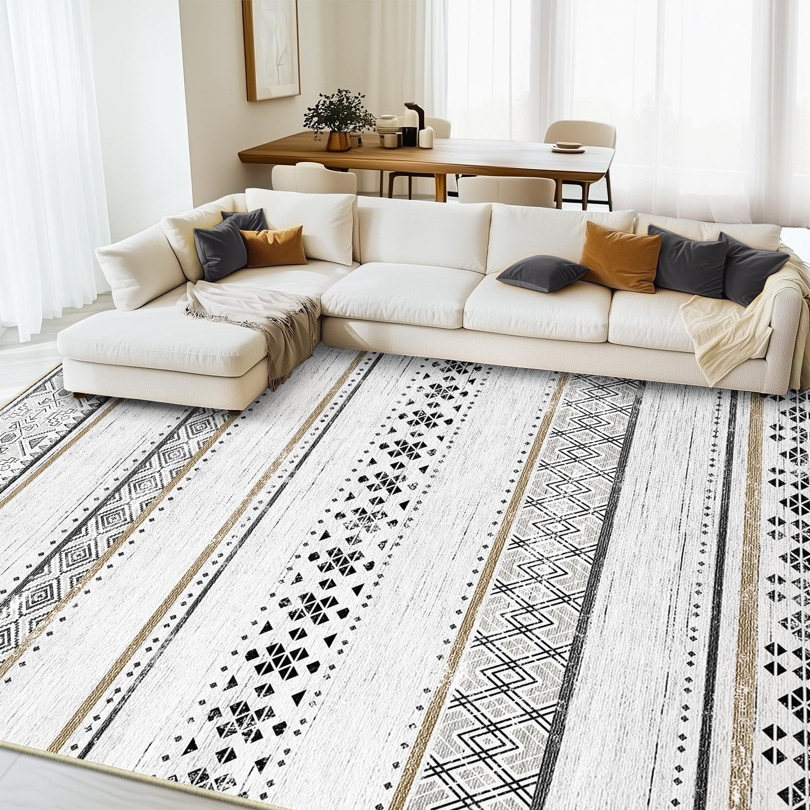 BESTSWEETIE 8×10 Area Rugs for Living Room Washable Moroccan Farmhouse Neutra…