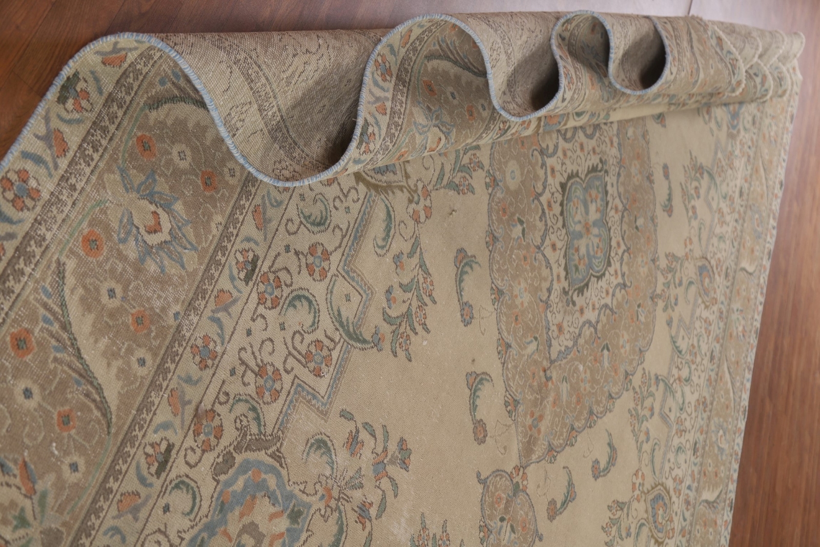 Distressed Traditional Area Rug 10×13 ft Hand-knotted Wool Living Room Carpet
