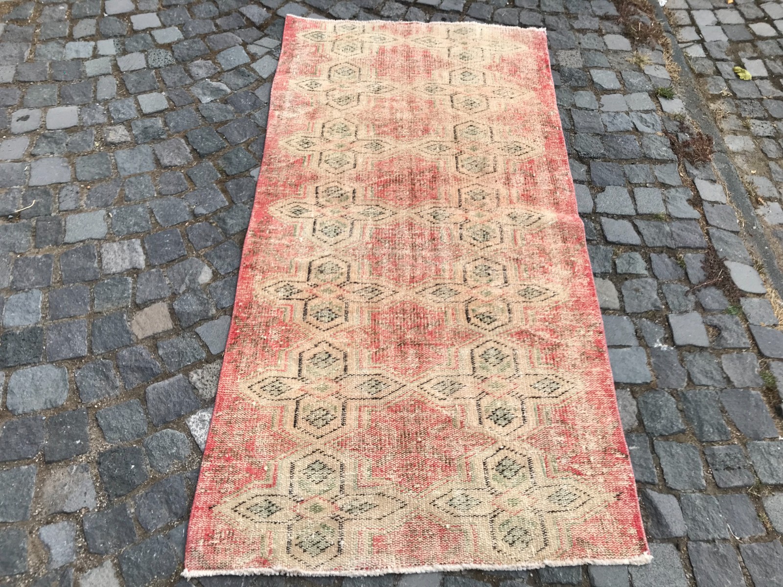 Bohemian Area Rug Handmade Wool Rug Turkish Vintage Traditional Rug 3,1 x 6,2 ft