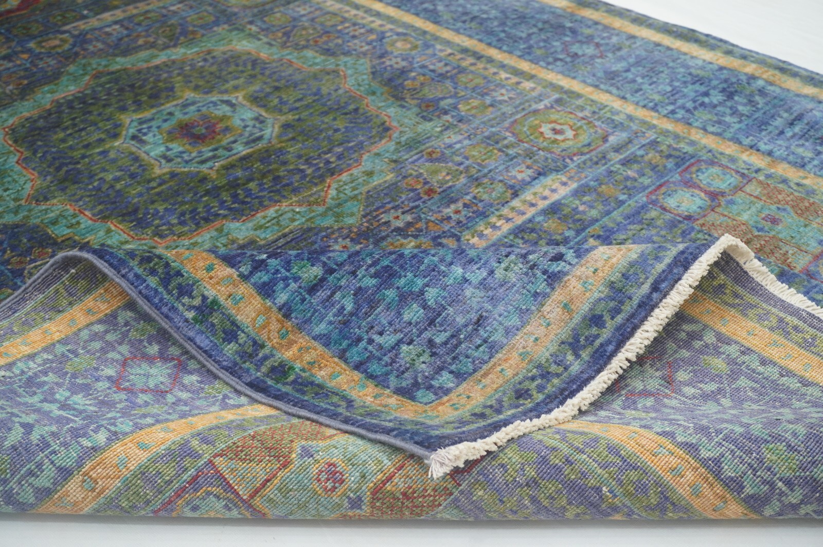 4’4″ x 6’5″ Blue Mamluk Afghan Hand Knotted Medallion Area Rug