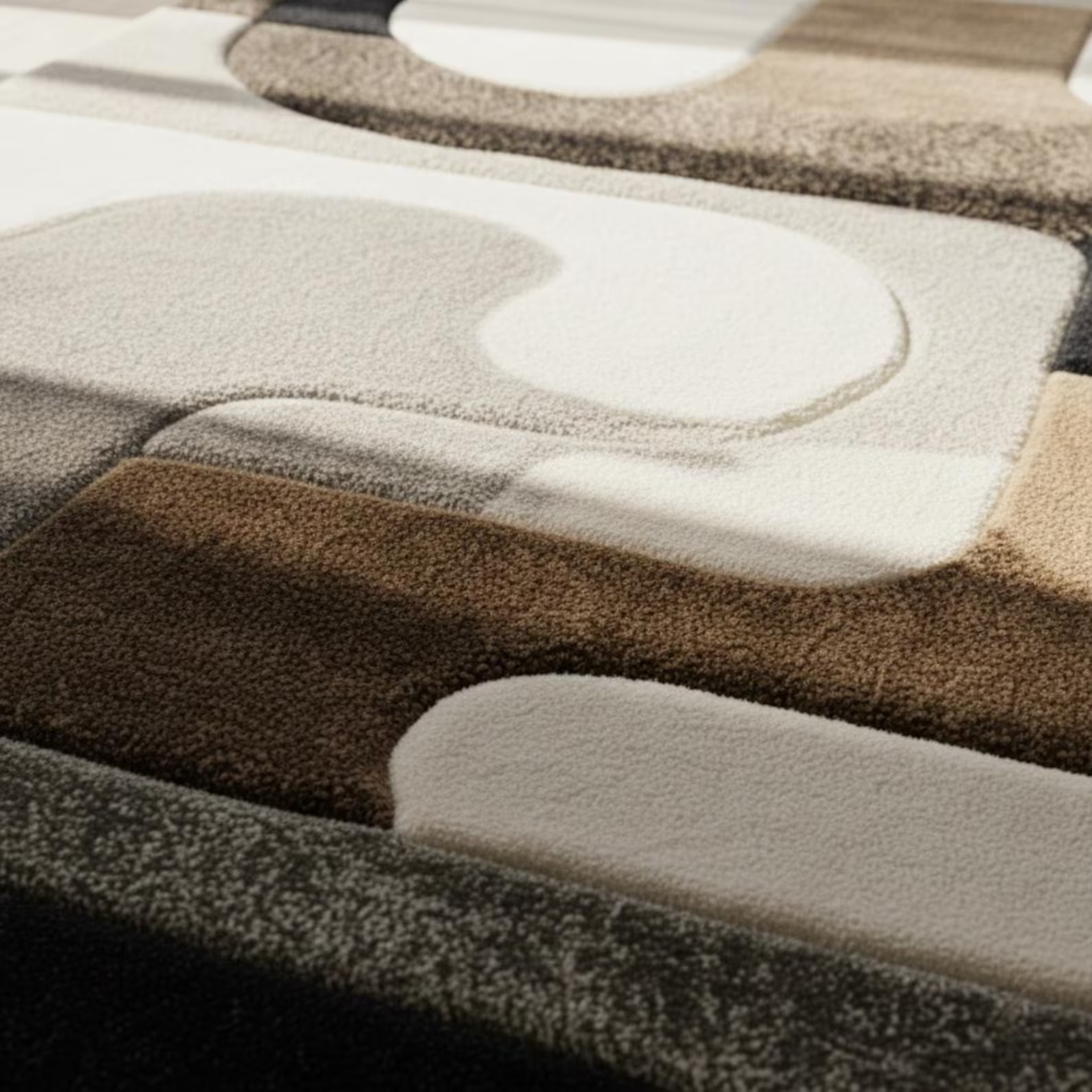 Hand Tufted Wool Rug: Abstract Geometric Ivory & Black Area For Living Room Rugs