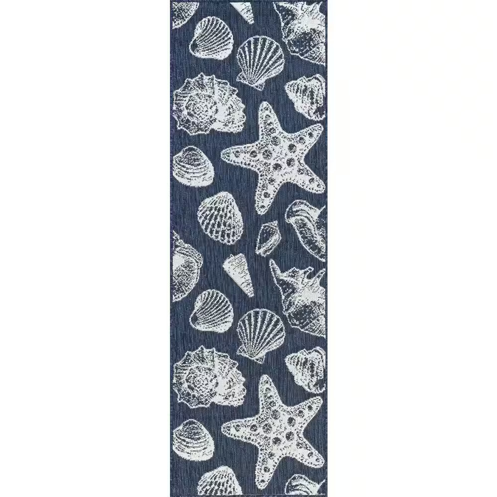 Eco Coastal Navy 3 Ft. X 10 Ft. Indoor/Outdoor Runner Rug