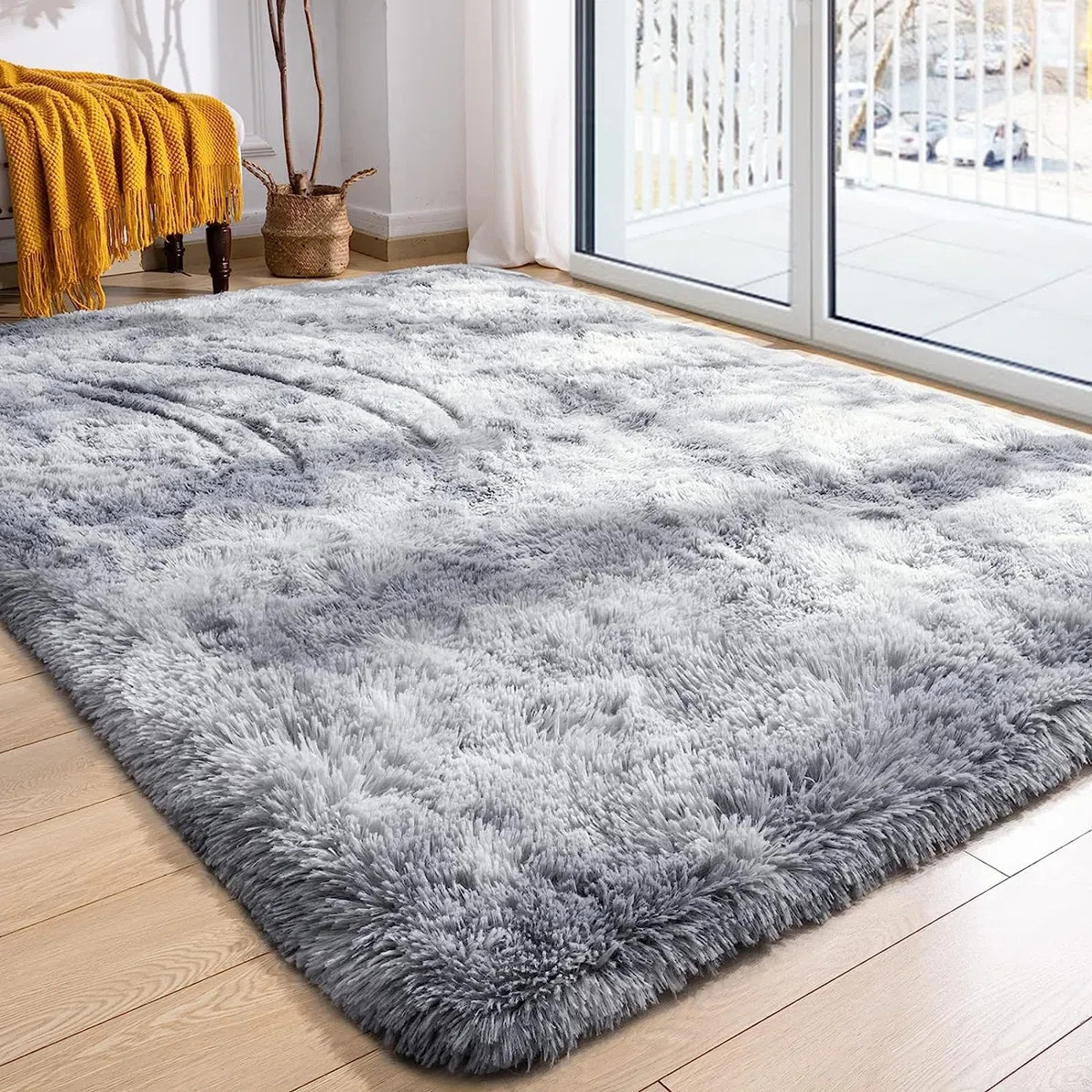 Ebern Designs Antonije Tie Dye Shag Area Rug – Rectangle 5′ x 8′ – New Opened