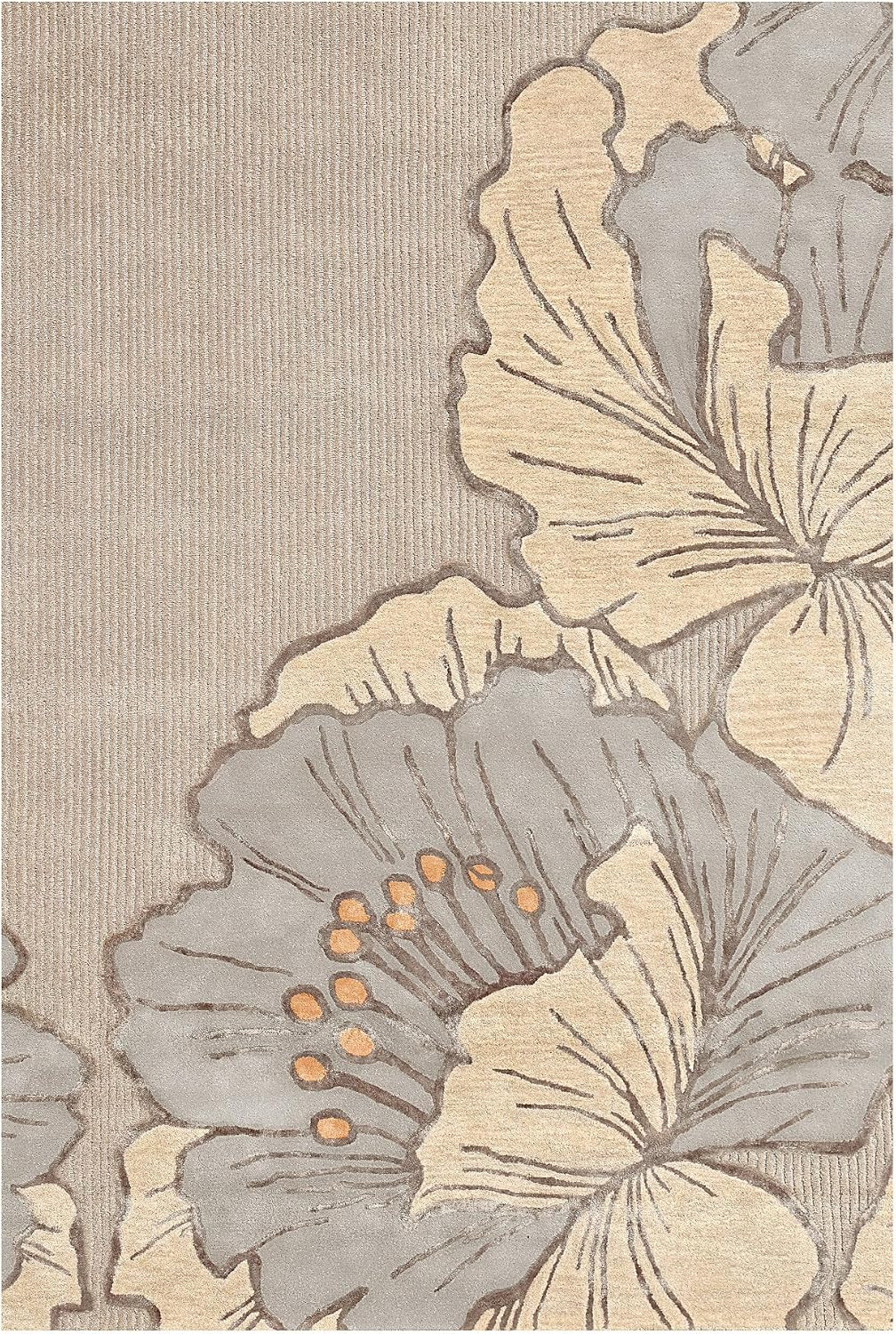 Flora Grandeur Bloom Handcrafted Area Rug, Natural Wool Rug, Bold Floral Rug, Ta