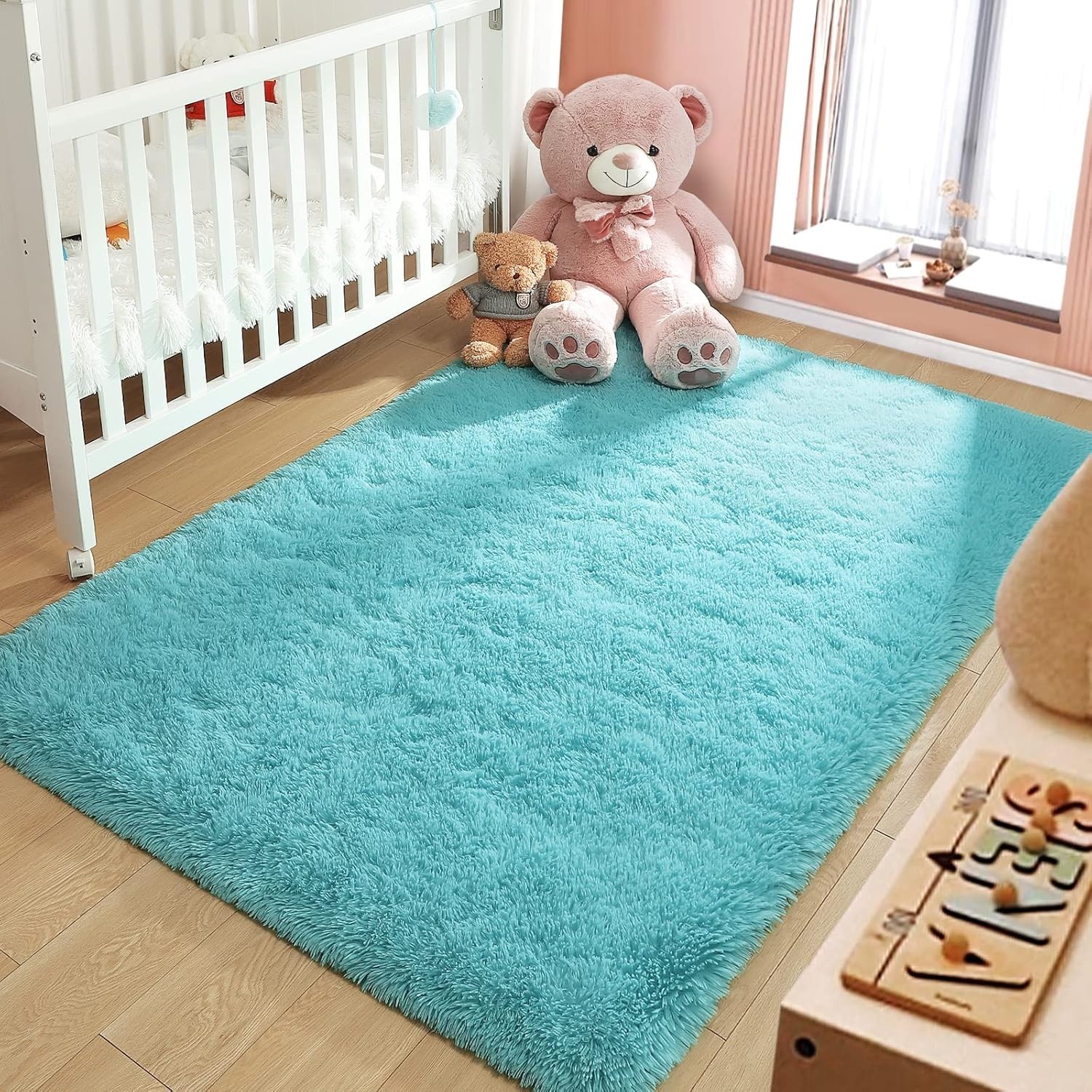 Alfombra Peludas Azul De Sala Para Cuarto 2×3 Grandes Carpetas Modernas Baratas.