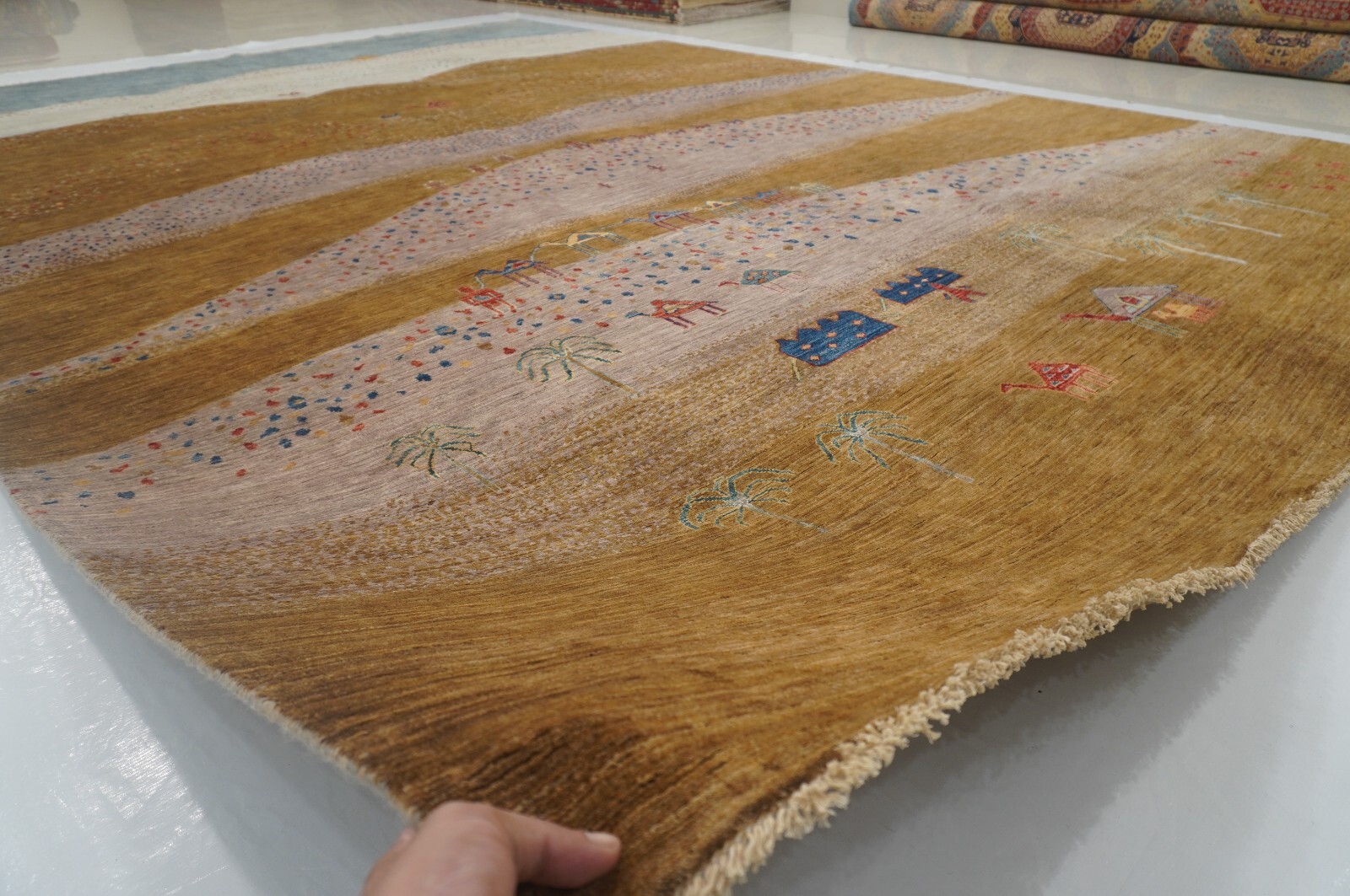 10 x 14 ft Brown Gray Gabbeh Afghan Hand Knotted Wool Tribal Landscape Rug
