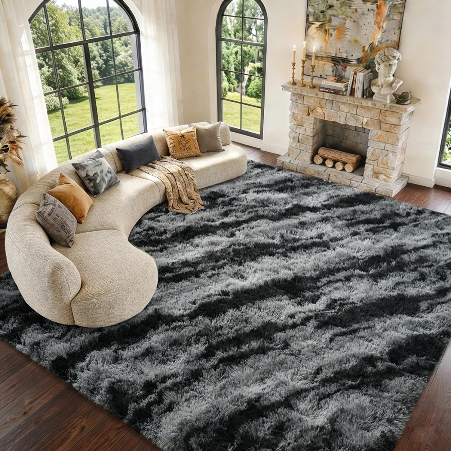 9X12 Extra Large Area Rugs for Living Room, Black