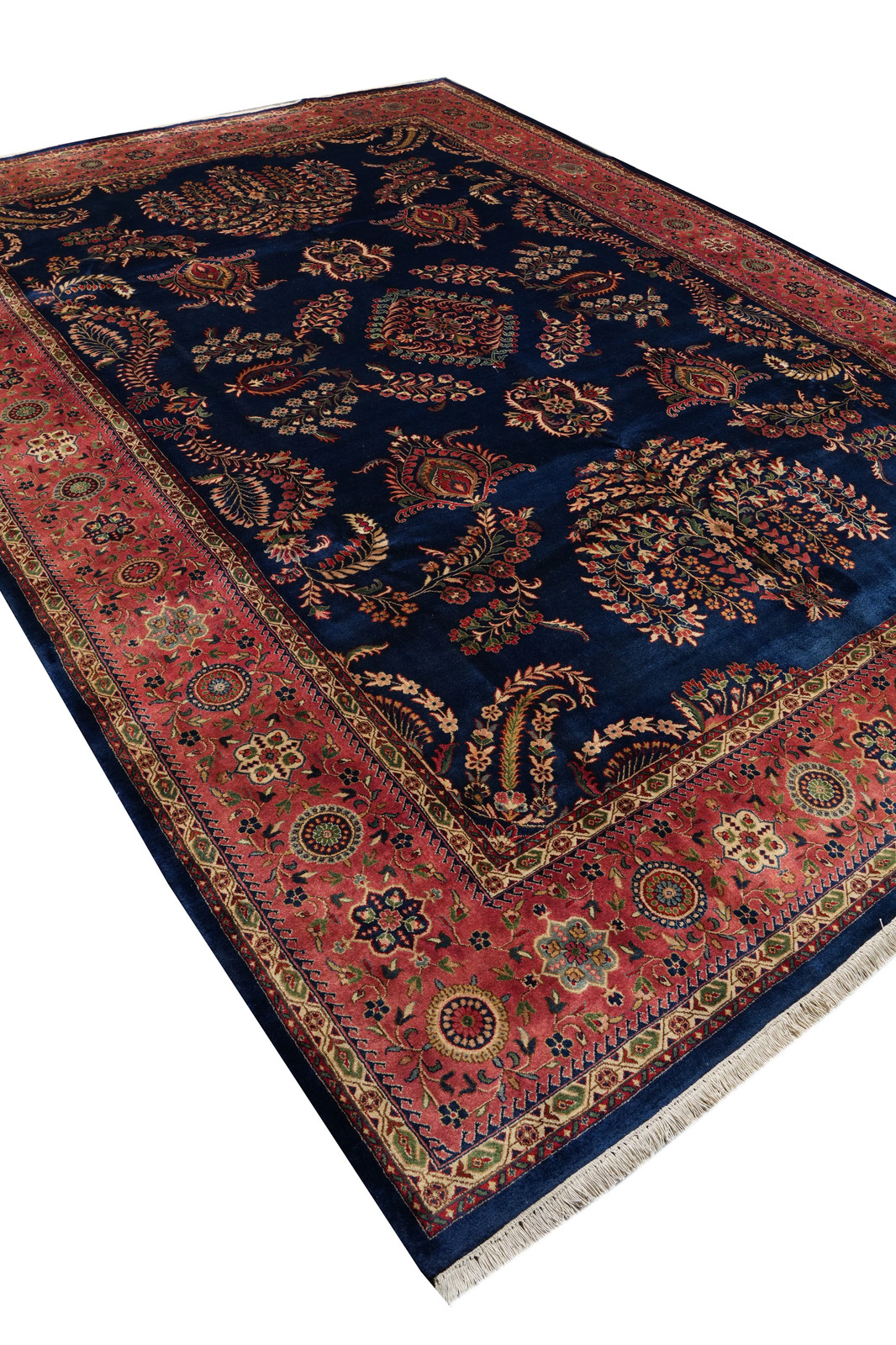 10 x 14 Sarouuk Mohajeraan Lustrous Silky Wool Blue Rug #PIX-15763