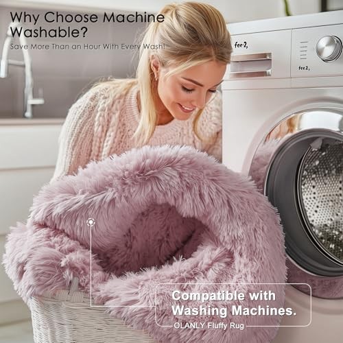 Machine Washable 2 ft Round Rugs for Bedroom – 2 ft Circle Area – Blush