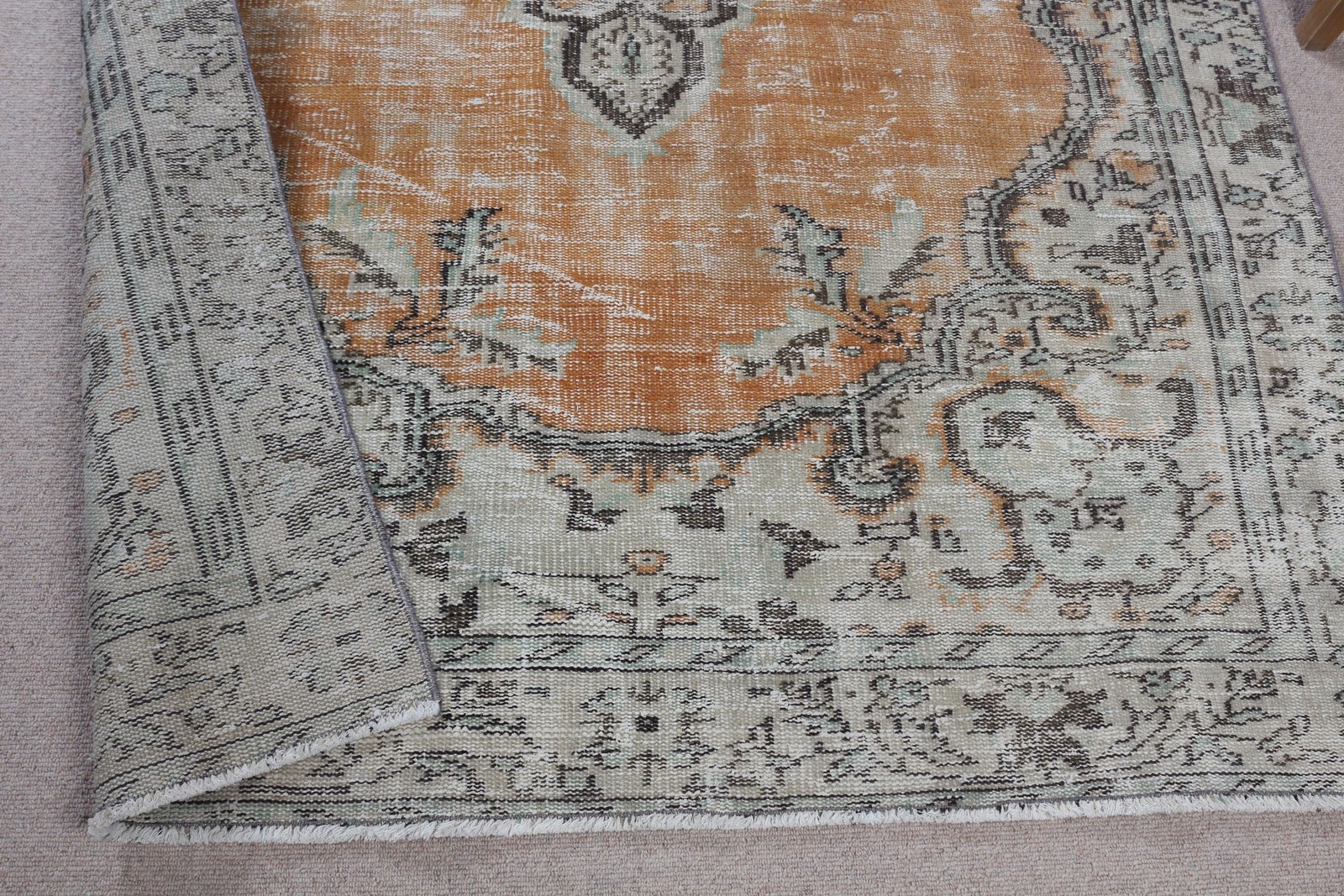 5,2×9,2 ft Rug, Large Turkish Rug, Orange Floral Rug