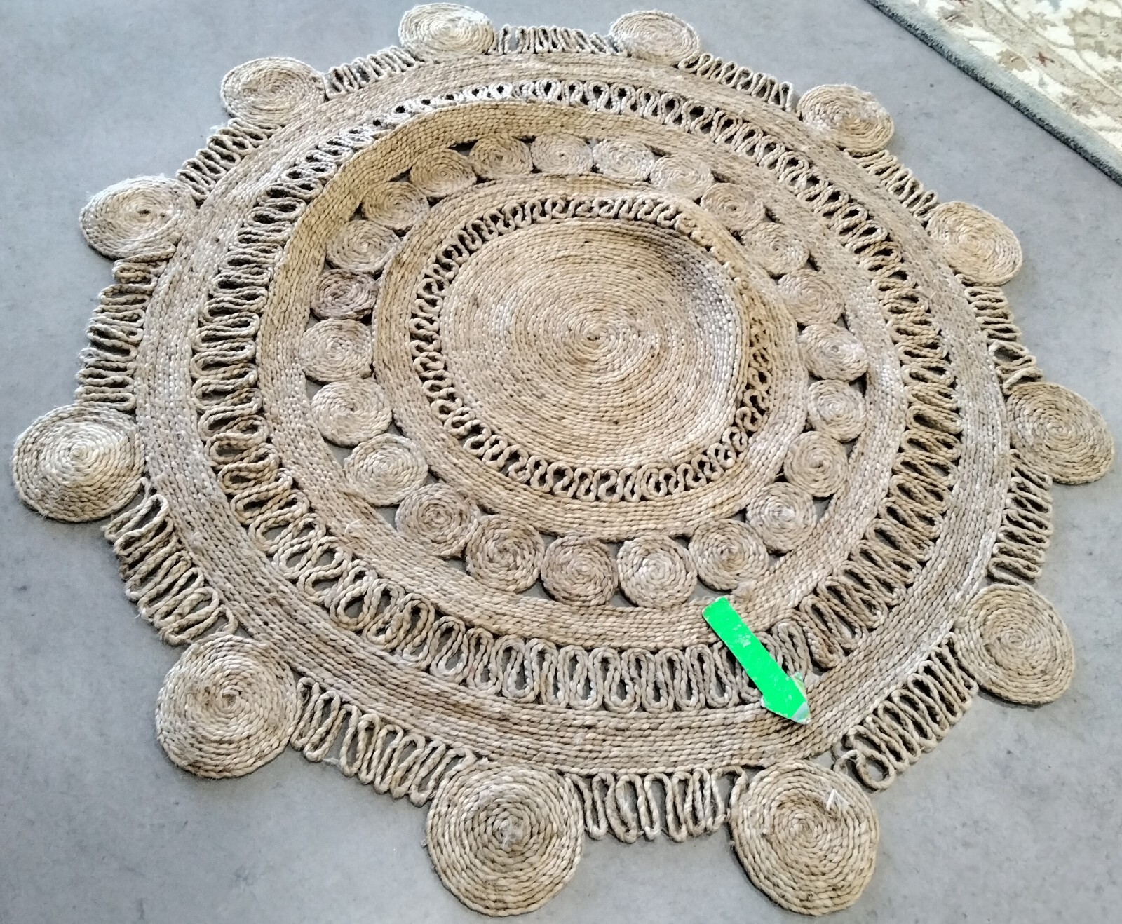 NATURAL 5′ X 5′ Round Broken Thread Rug, Reduced Price 1172750435 NF161A-5R