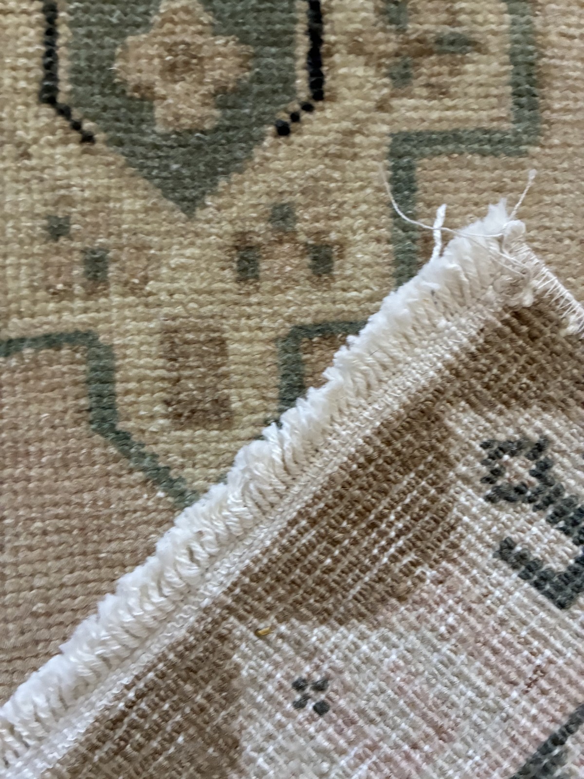 Entryway Small Accent Rug 2×3 Vintage Turkish Oushak Sage Green Wool Mat