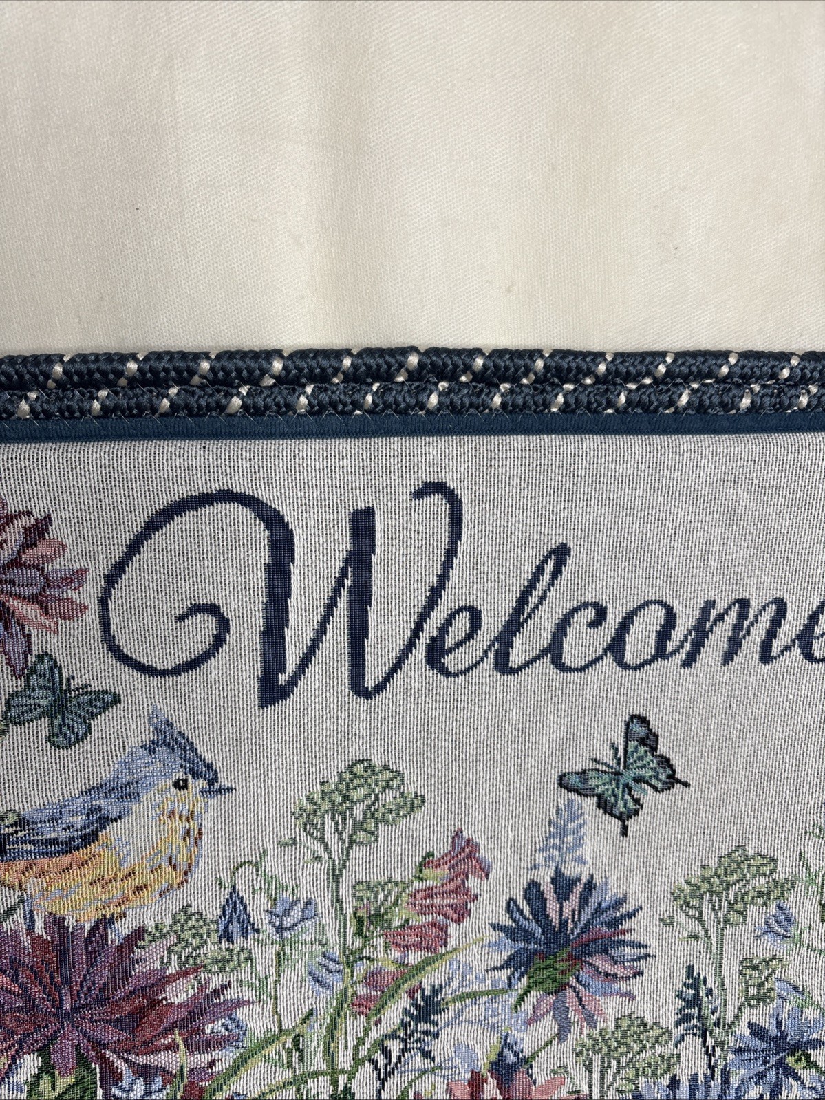 Gold Coast Welcome Tapestry Comfort Rug With Braided Trim-Floral Bird Butterfly