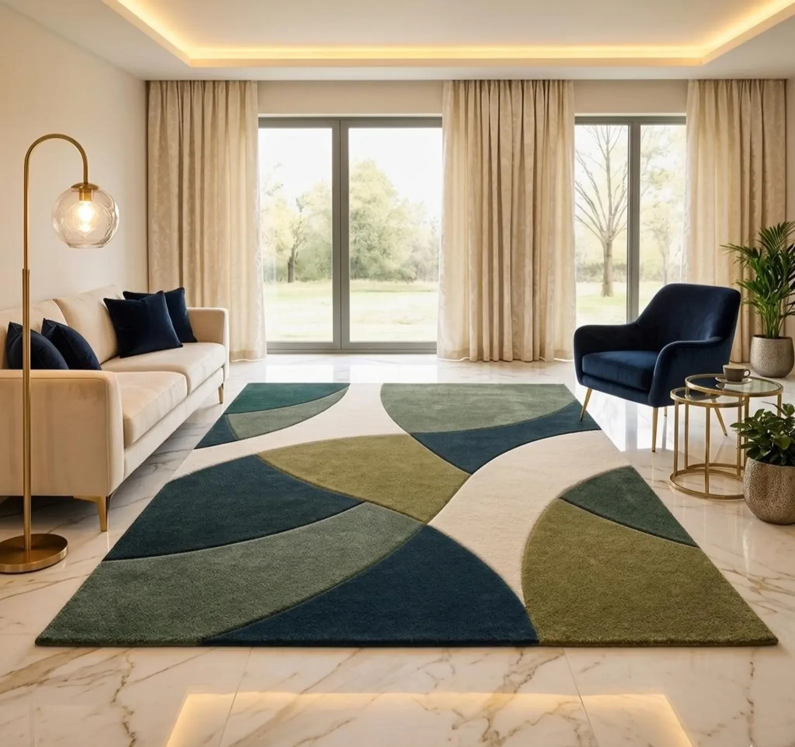 Handmade Tufted Abstract Area Rug | Modern Geometric Living Room Carpet