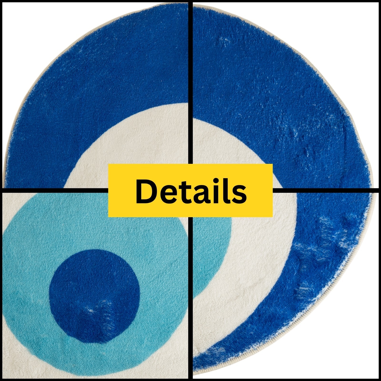 Evil Eye Rug Mat 23.6″ Blue Round Decorative Home Anime Room Floor Decor