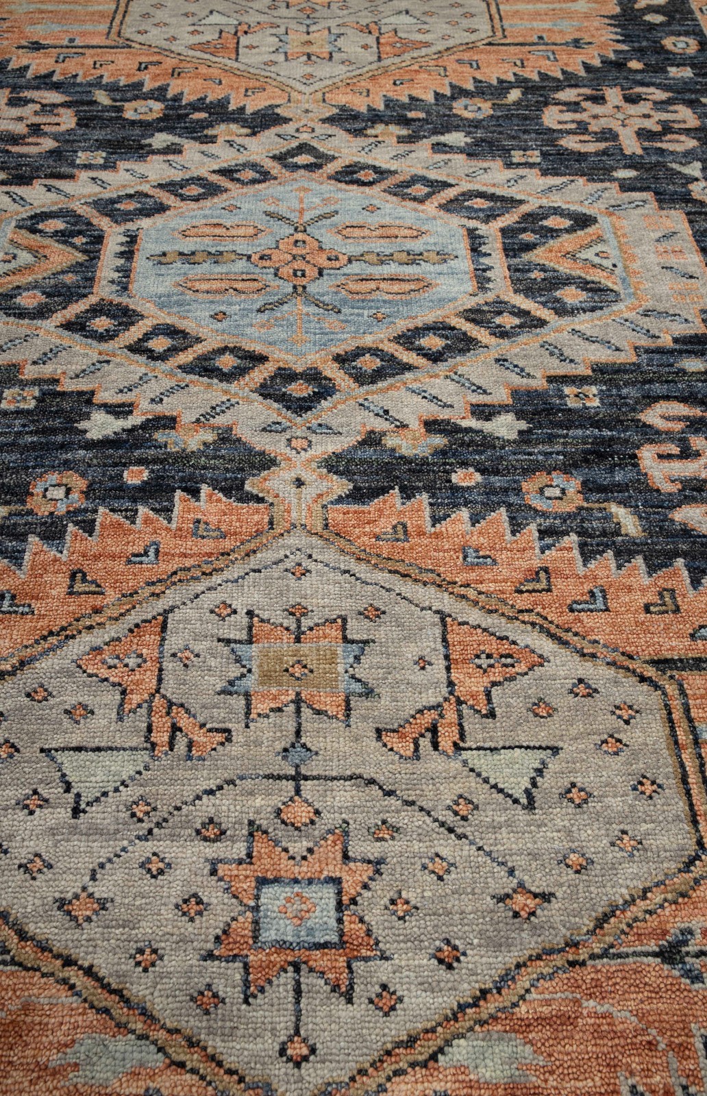 10×14 Charcoal Beige Border Decorative Kismet Oushak Inspired Handmade Wool Rug
