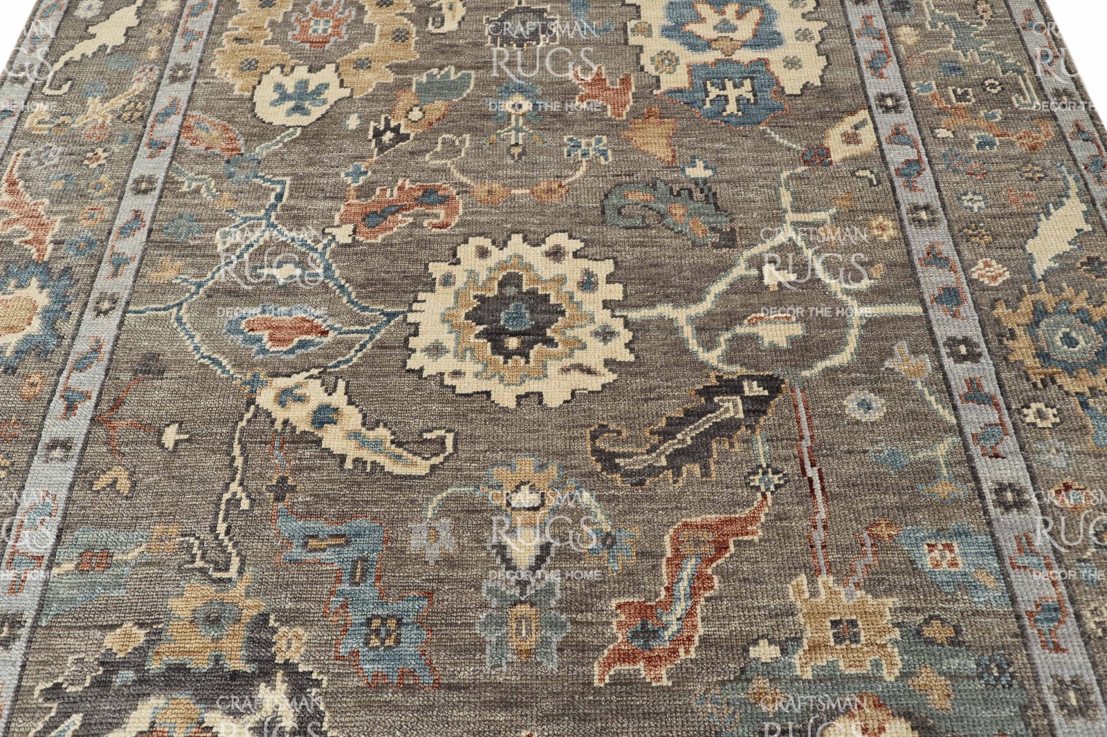 Handknotted Brown Floral Geometric Rug 8×10 ft