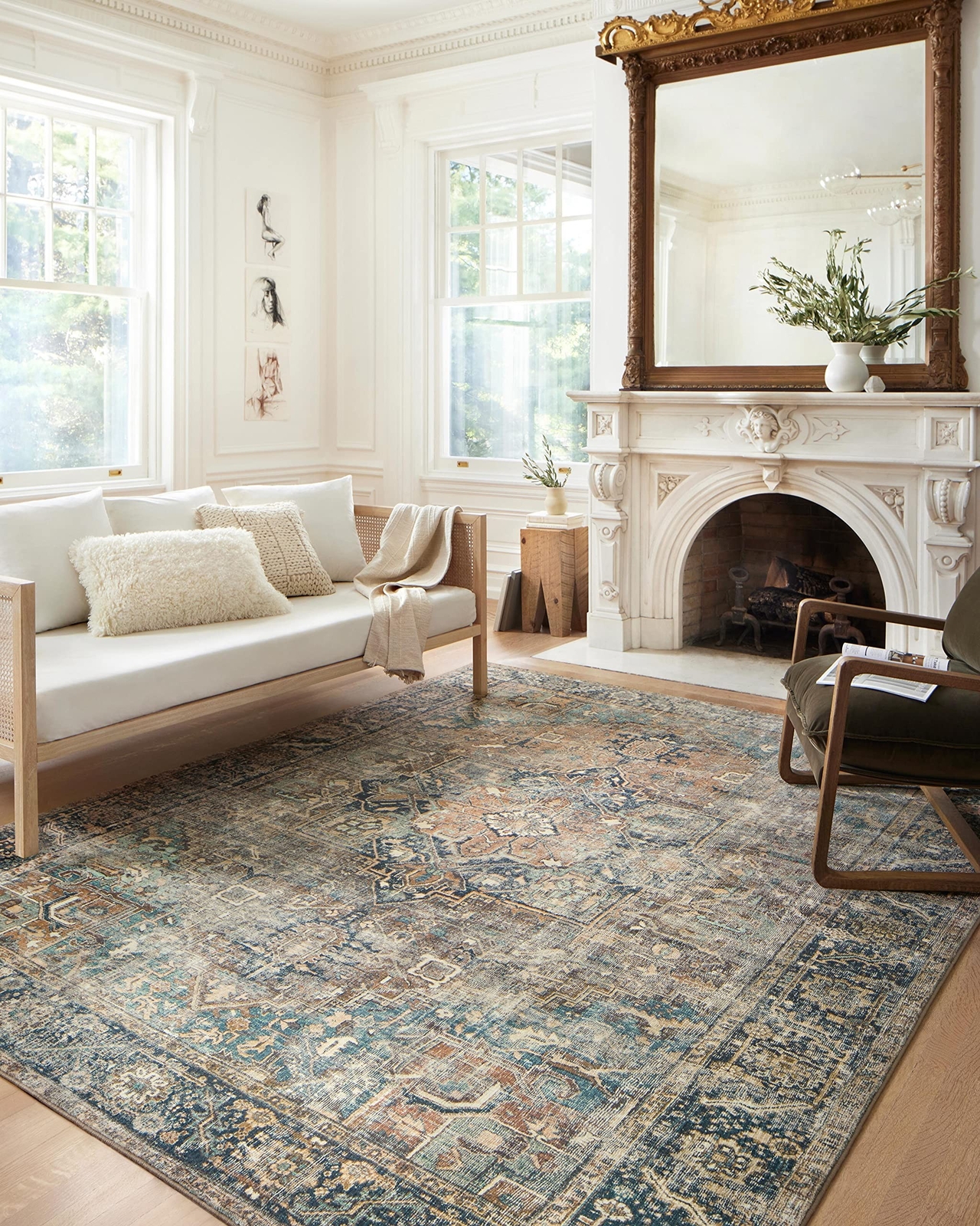 Loloi II Margot Collection MAT-02 Terracotta / Lagoon 2′-0″ x 5′-0″, .38″ Thi…