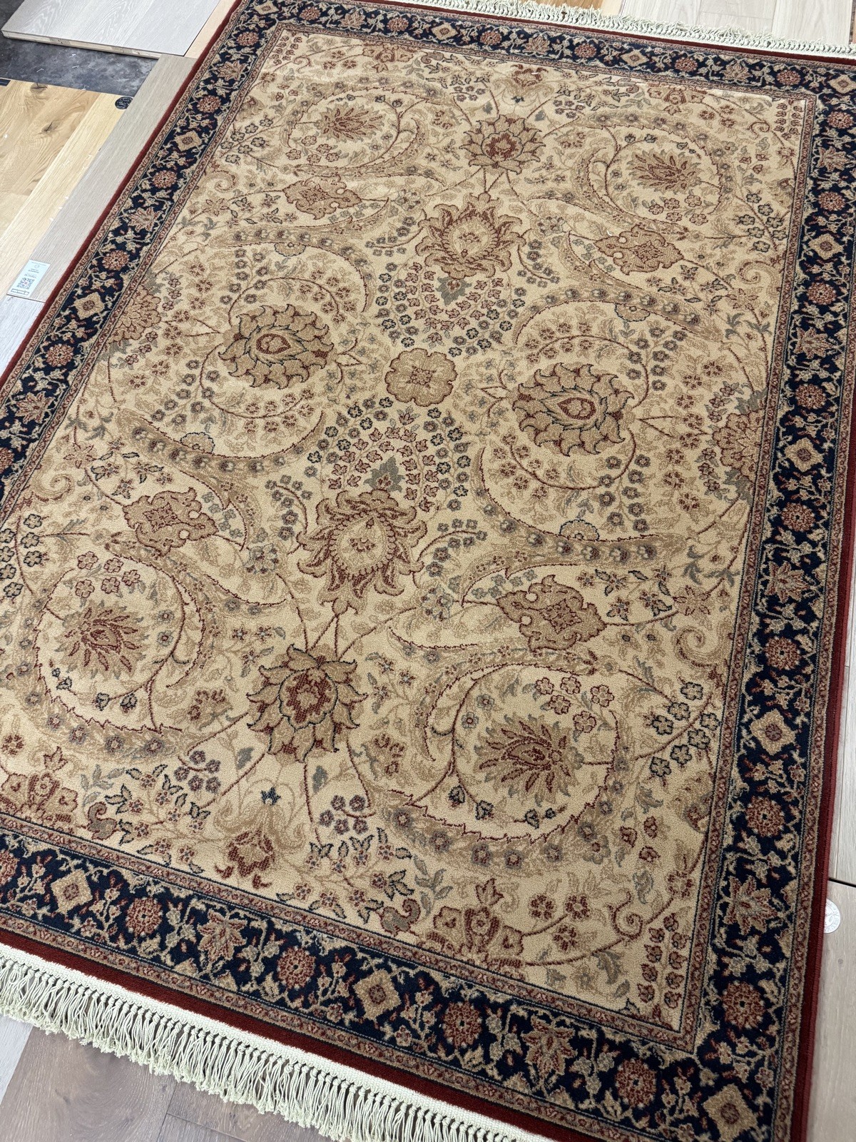Couristan Kash1mar Coll. Tabr1z-Cinnamon/Navy 5’5×8’3 100% Wool area rug ::NEW::