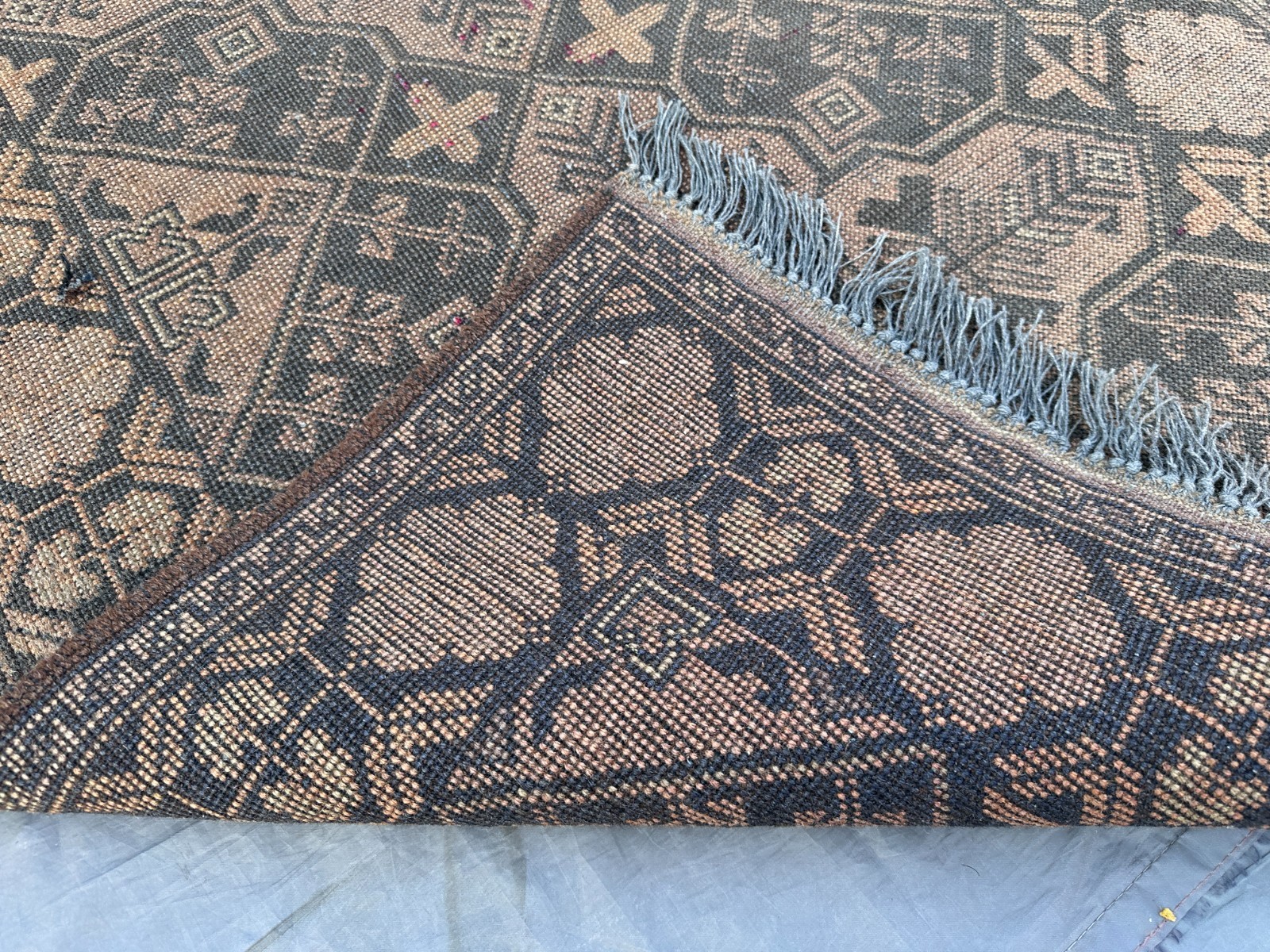 2’8 x 4 Ft Antique Look Afghan Tribal Rug– Beige Brown Handmade Wool Area Carpet