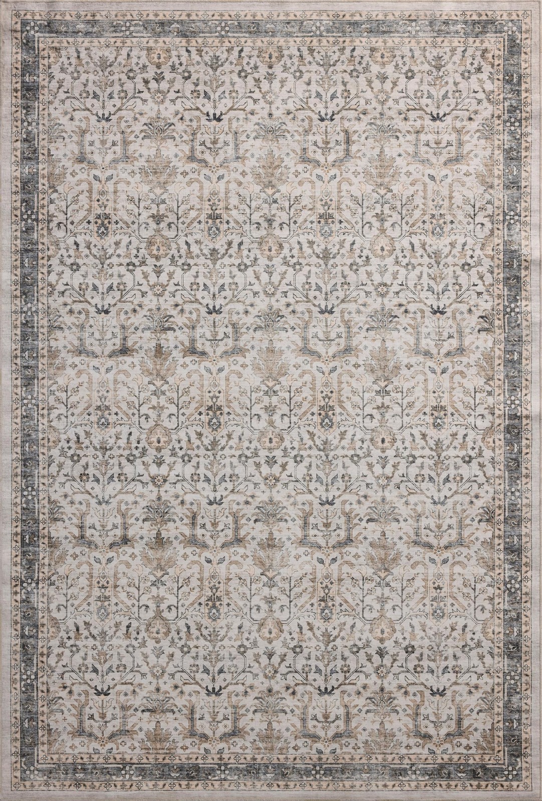 Loloi Anniston ANS-01 Ivory/Stone 5’x7’6″ Machine Wash Area Rug