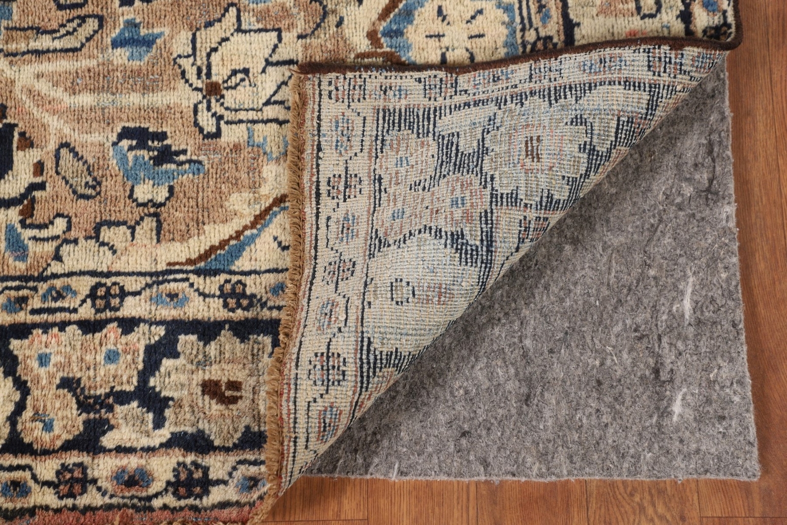 Antique Pink/ Navy Blue Floral Wool Hand-made Mahal Traditional Floral Rug 4×6