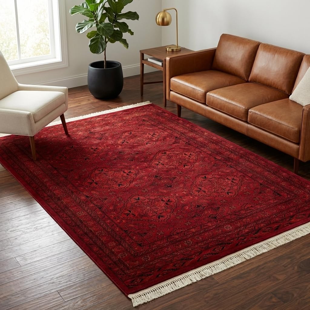 Unique Loom Tekke Collection Over-Dyed Saturated Traditional Torkaman Area Rug