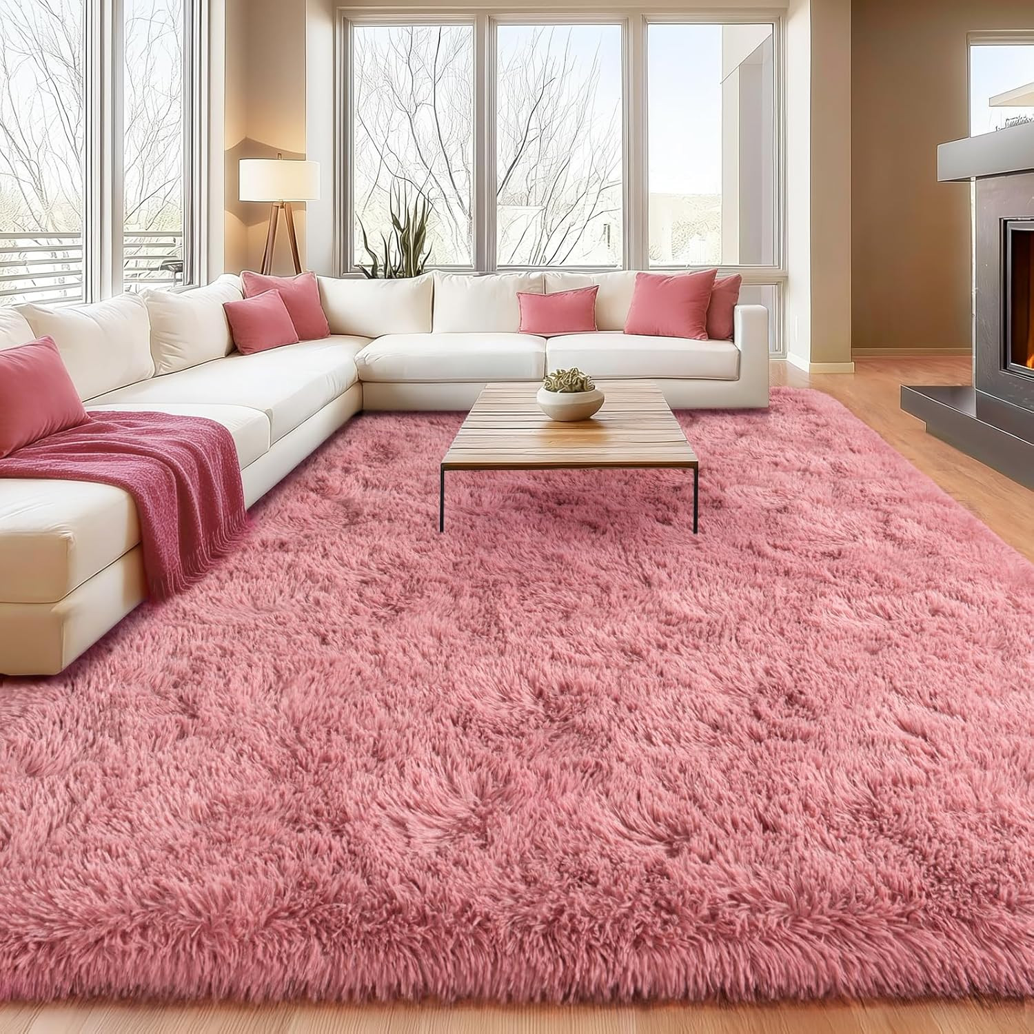 8X10Ft Ultra Soft Shag Area Rug for Living Room, Fluffy Carpet for Bedroom, Plus