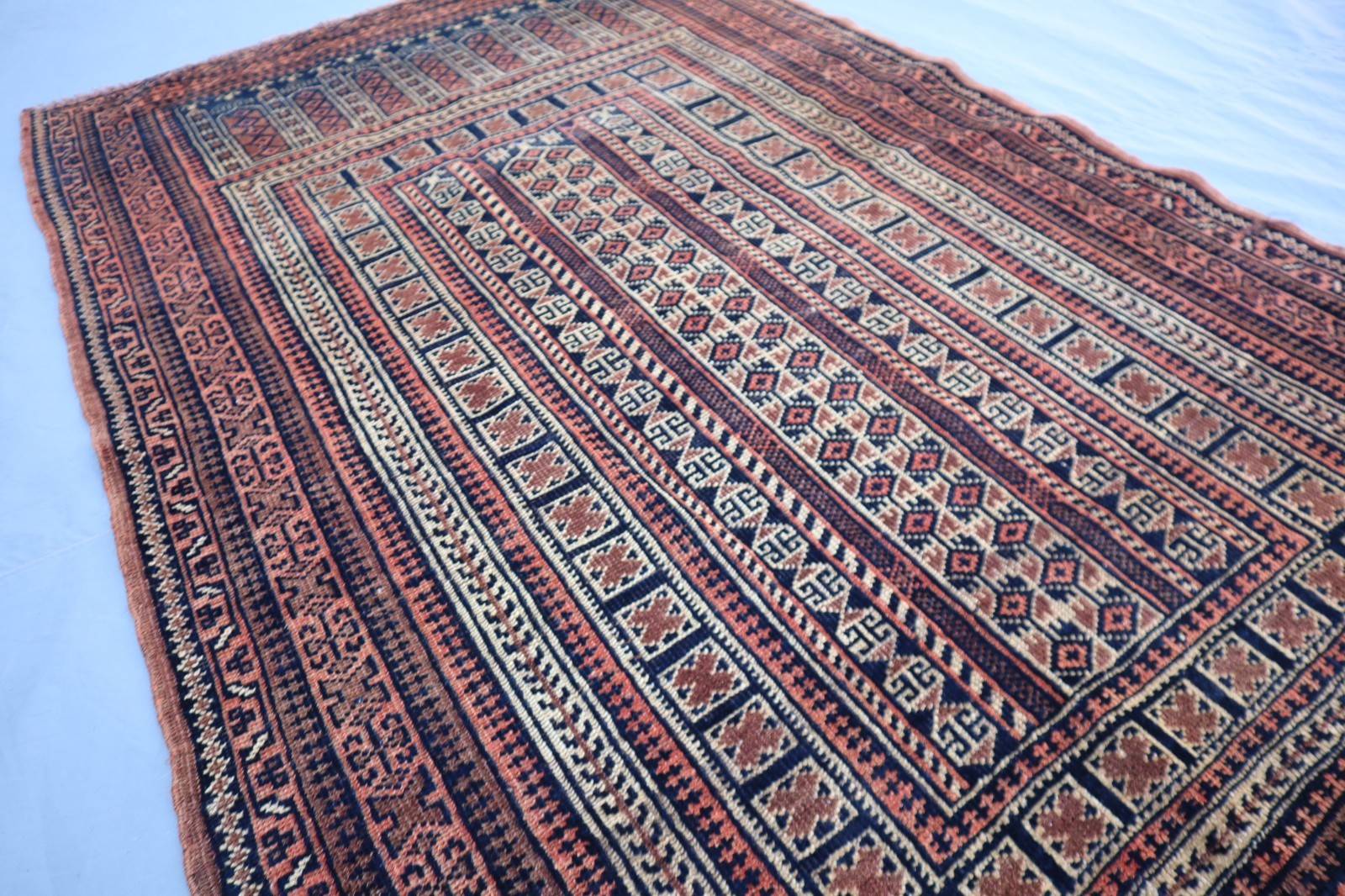 3’2 x 4’7 Ft Classic Afghan Baluchi Rug– Intricate Geometric Panel Design Carpet