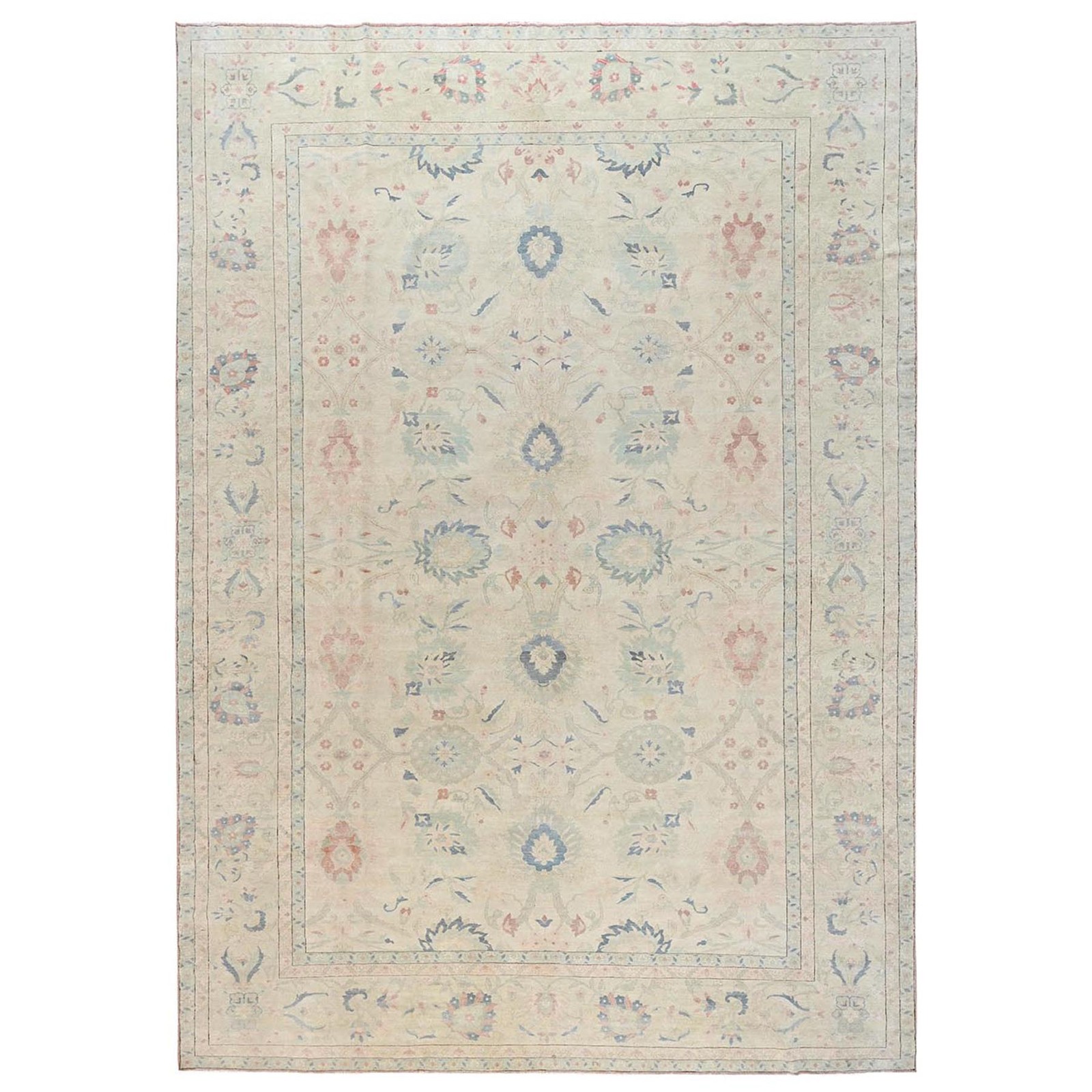 13’5″x19’3″ Ivory Vintage Egyptian Wool Hand Knotted Oversized Oriental Rug 2537