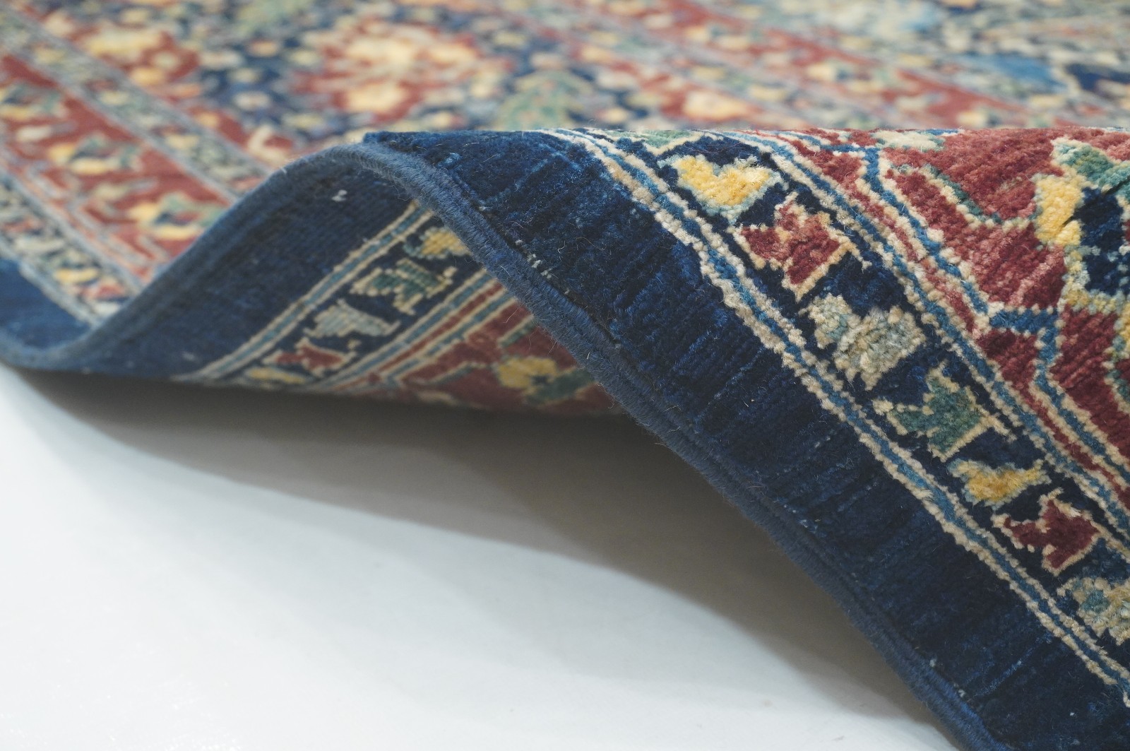 9×11 ft Navy Blue Turkish Hereke Hand Knotted Wool Oriental Rug