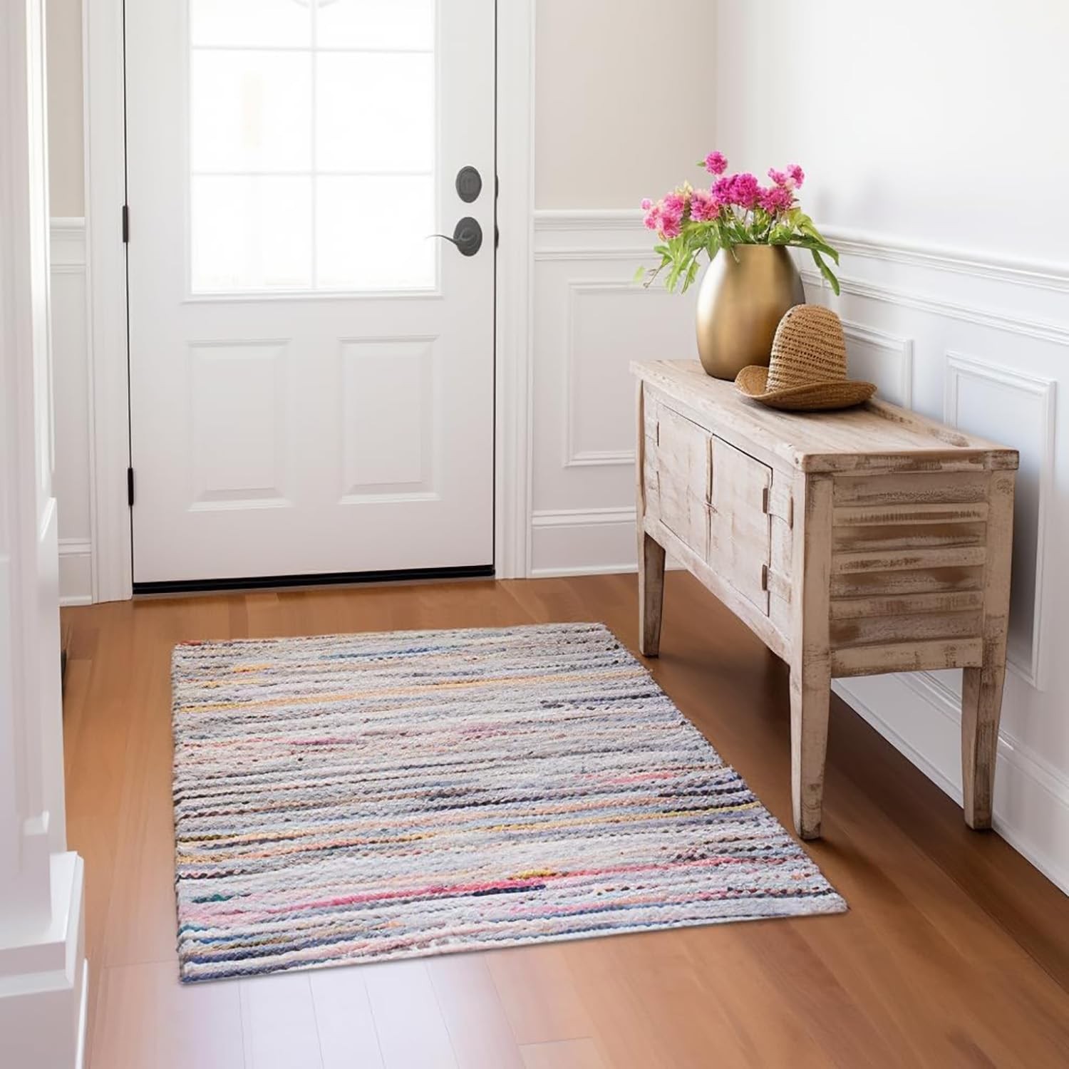 Cotton Chindi Rag Rug – 2 Pack – Boho Farmhouse Rustic Area Accent Throw Rug …