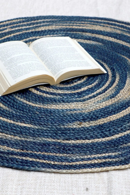Rug 100% Jute Braided Round Reversible Carpet Modern Rustic Living Area Rugs