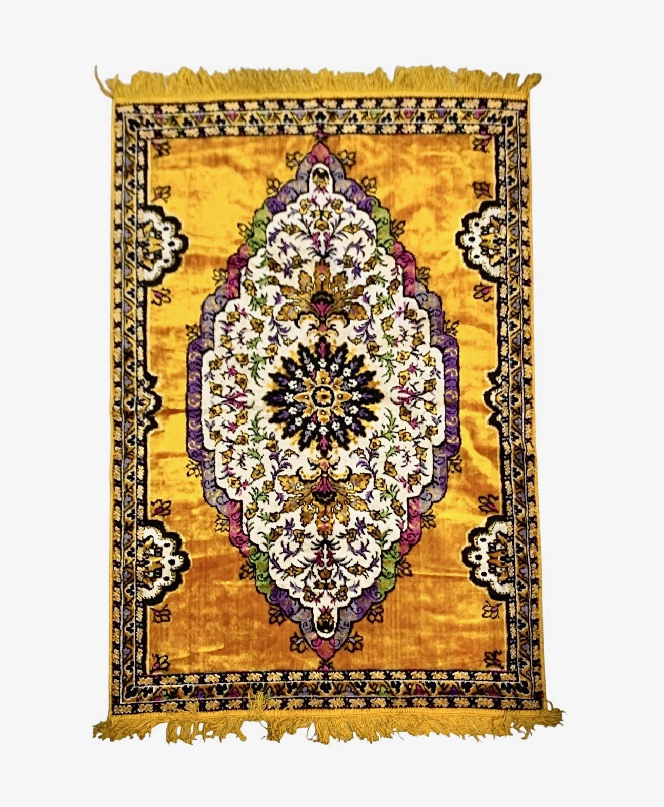 Rug French Floral Medallion Design Cotton Rayon Blend Vintage Boho Decor