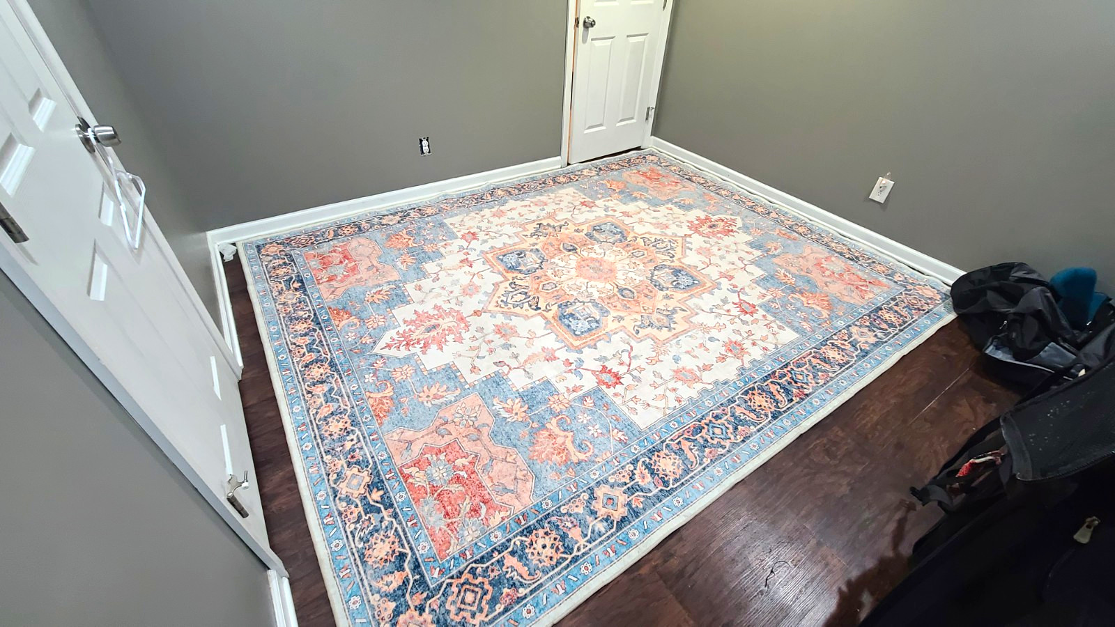 7.5×10 Blue Beige Pink Oriental Floral Medallion Rectangle Area Rug