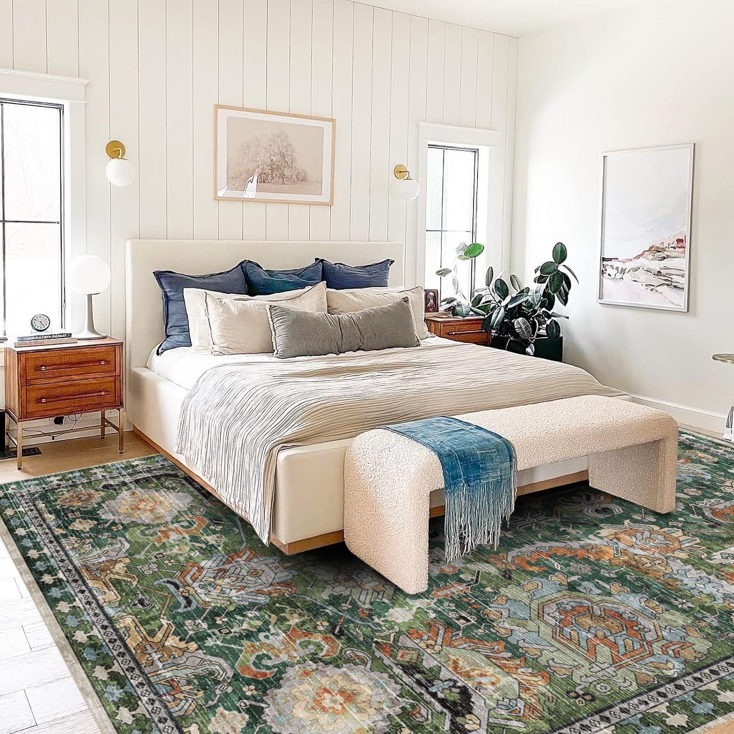 Durable Washable Area Rug 3′ x 5′ – Non-Slip & Vintage Elegance for Any Room
