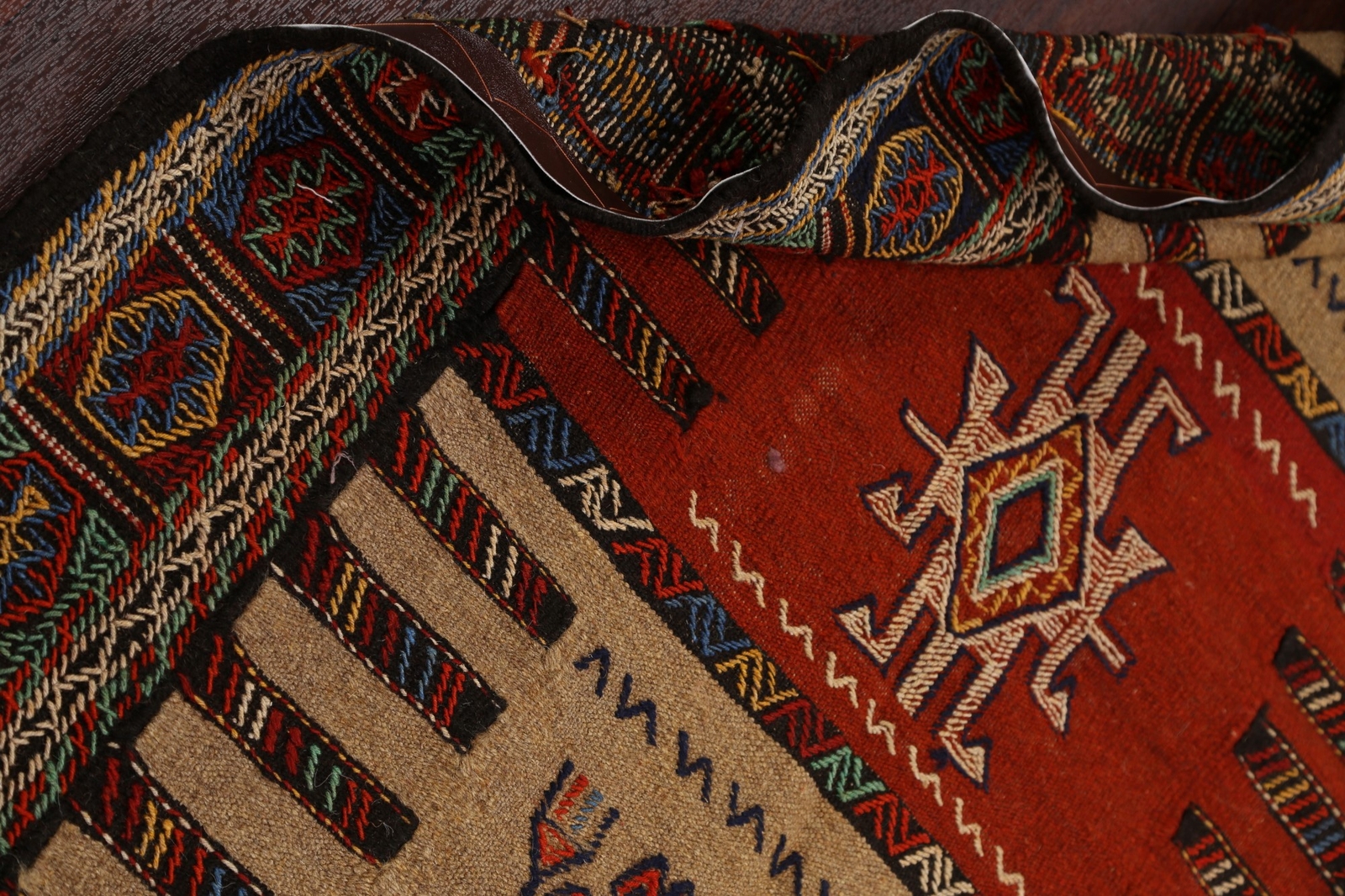 Geometric Sumak Kilim Traditional Area Rug Hand-Woven Wool Oriental 3’x6′ Carpet