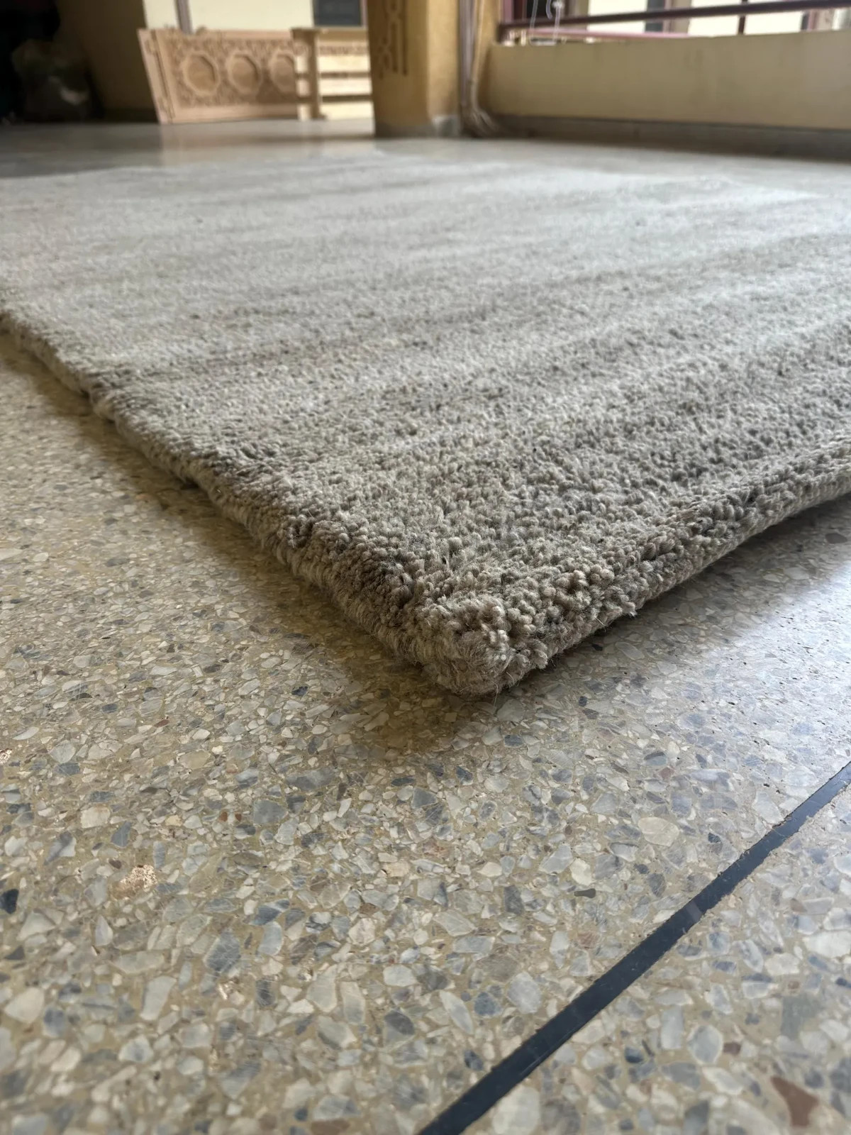 Authentic Moroccan Berber Wool Rug Color Gray Solid Custom Handmade Carpet Rug
