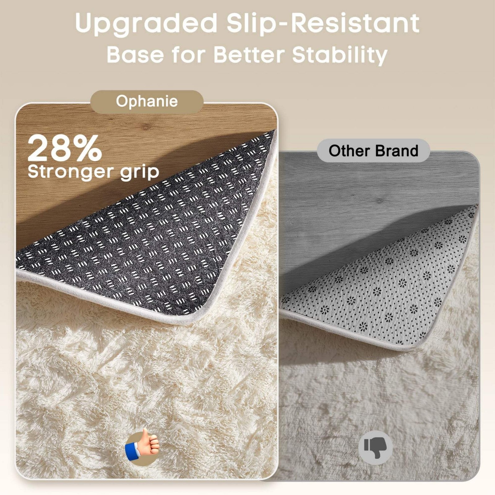 Ophanie 9×12 Area Rug Non Slip Plush Shag Bedroom Living Room Carpet Ivory Soft