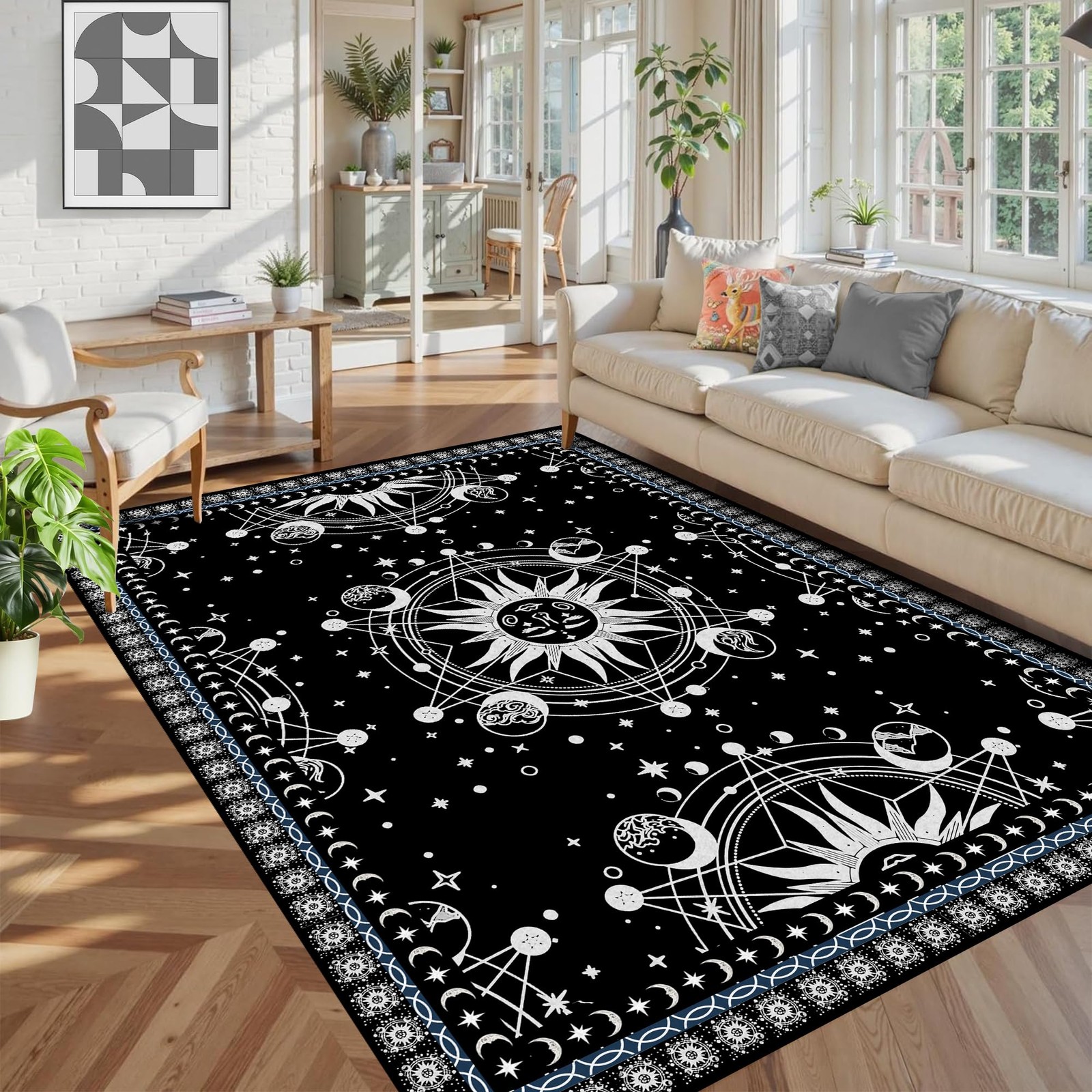 Ceryuee 5 X 7 Sun And Moon Rug Boho Celestial Area Rugs For Bedroom Dorm Living