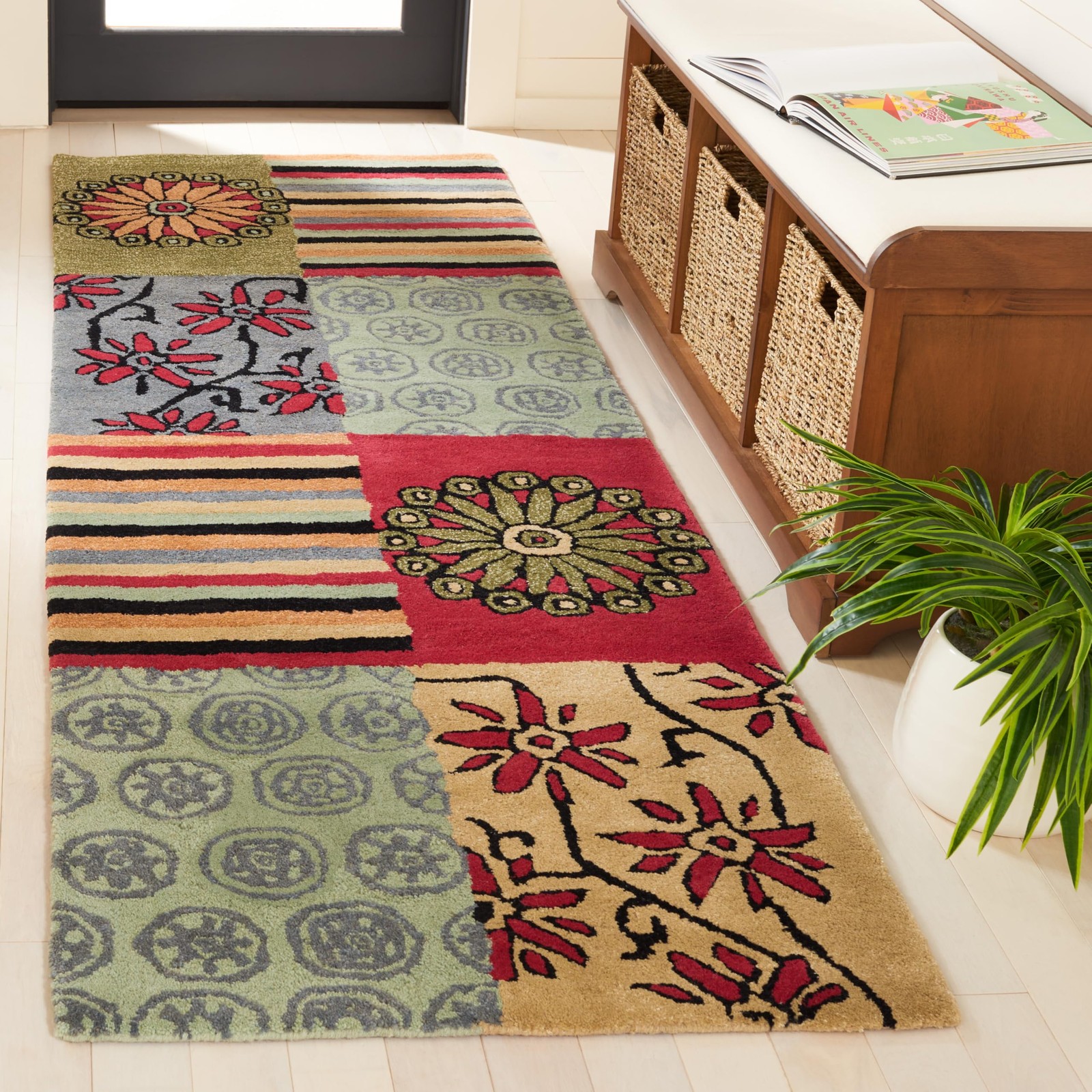 Soho Collection Runner Rug – 2’6″ x 6′, Multi, Handmade Wool & Viscose, Ideal…