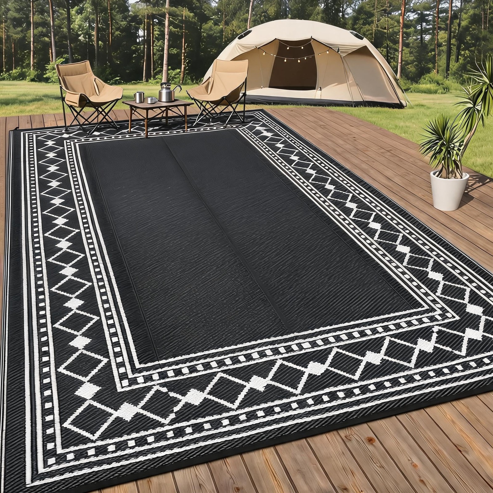 Outdoor Rug 8×10/9×12/9×18/10×14/10×20 FT Reversible Patio Mat,Outside Carpet,RV