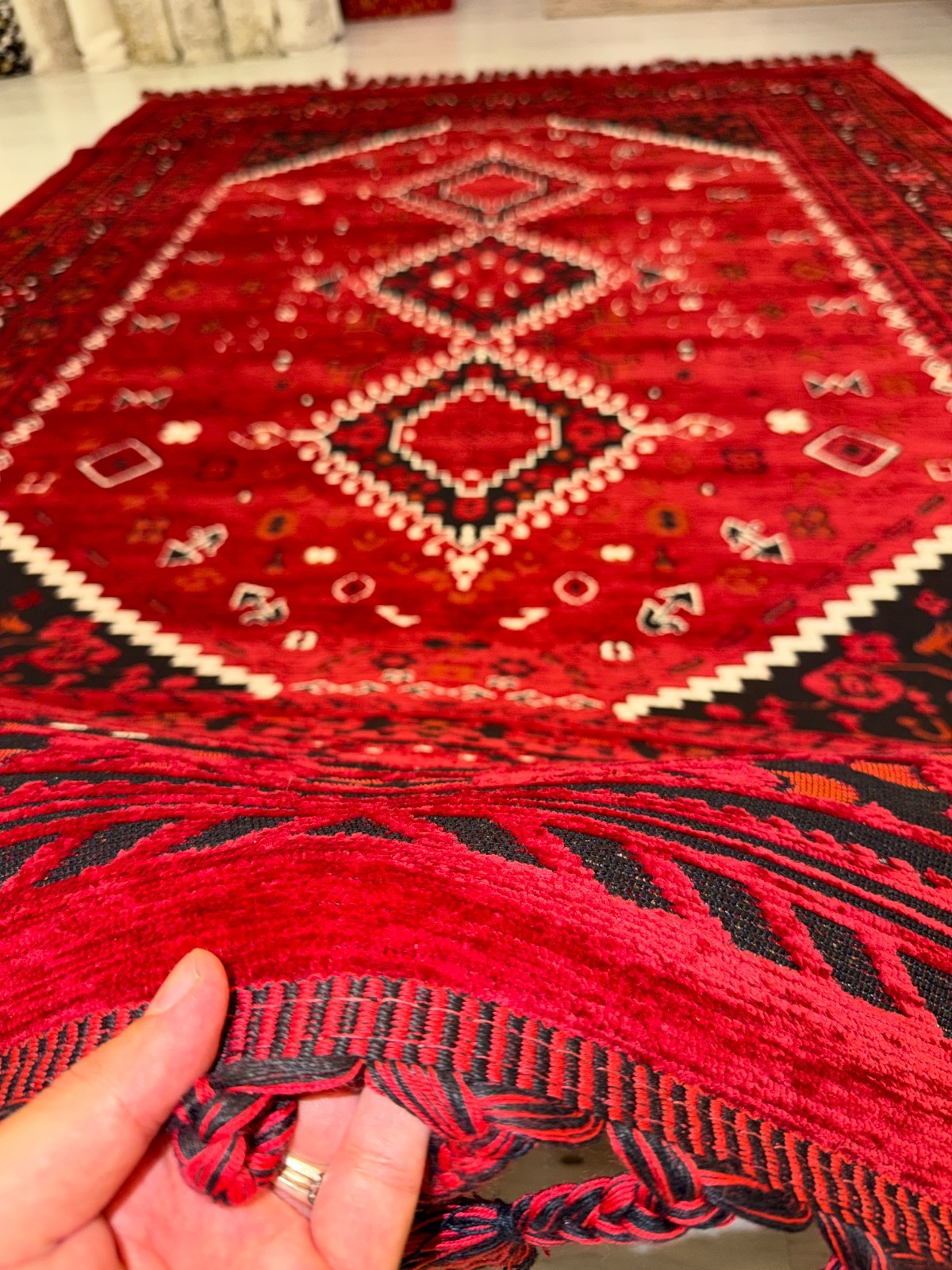 Turkish Kilim Area Rug Cotton Acrylic Washable Living Room Rug 5×8 6×9 3×10