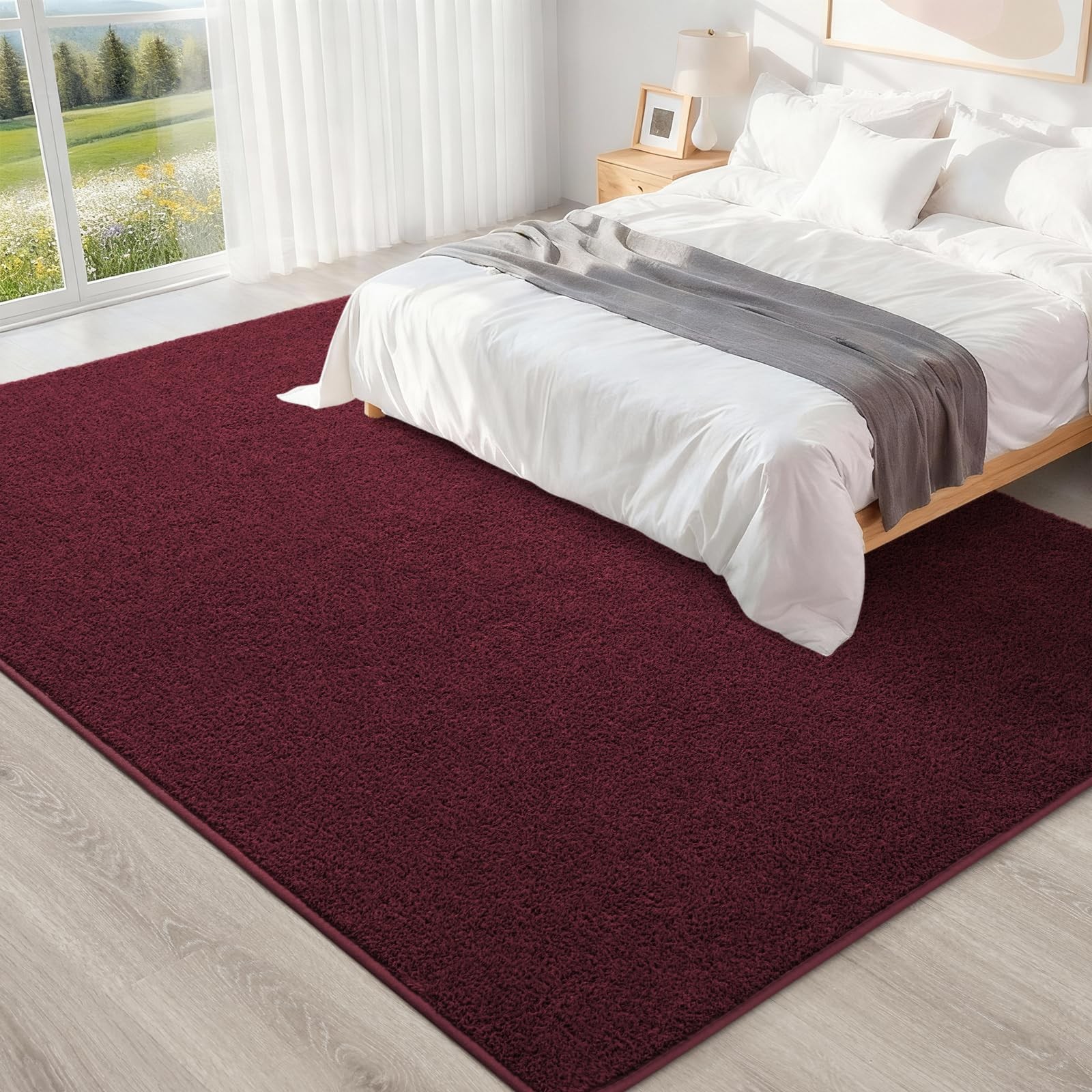 1 PCS 4×6 Ft Red Black Area Rug Bedroom Washable Memory Foam Living Room Mat
